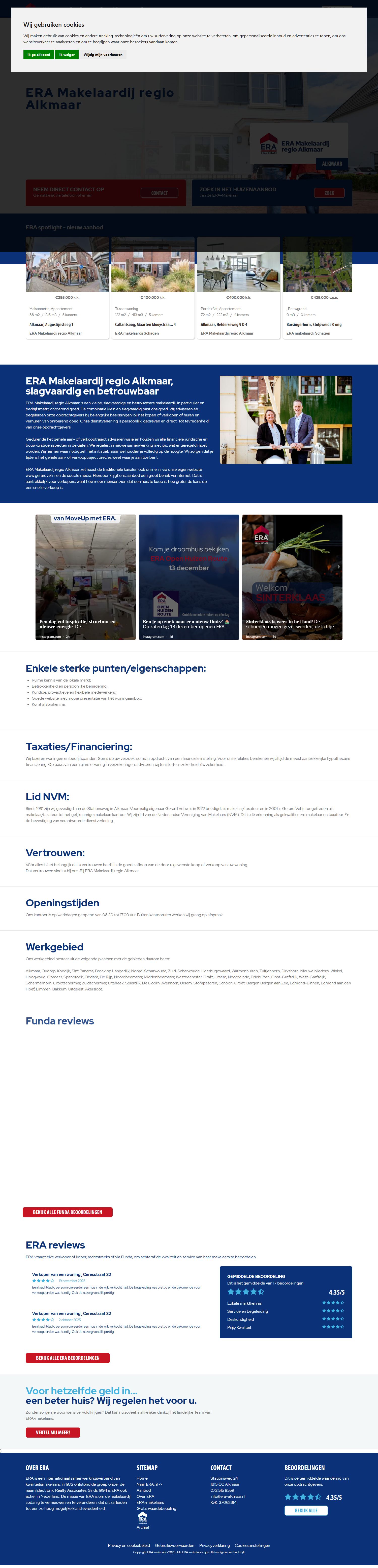 Screenshot of the website of www.era-alkmaar.nl