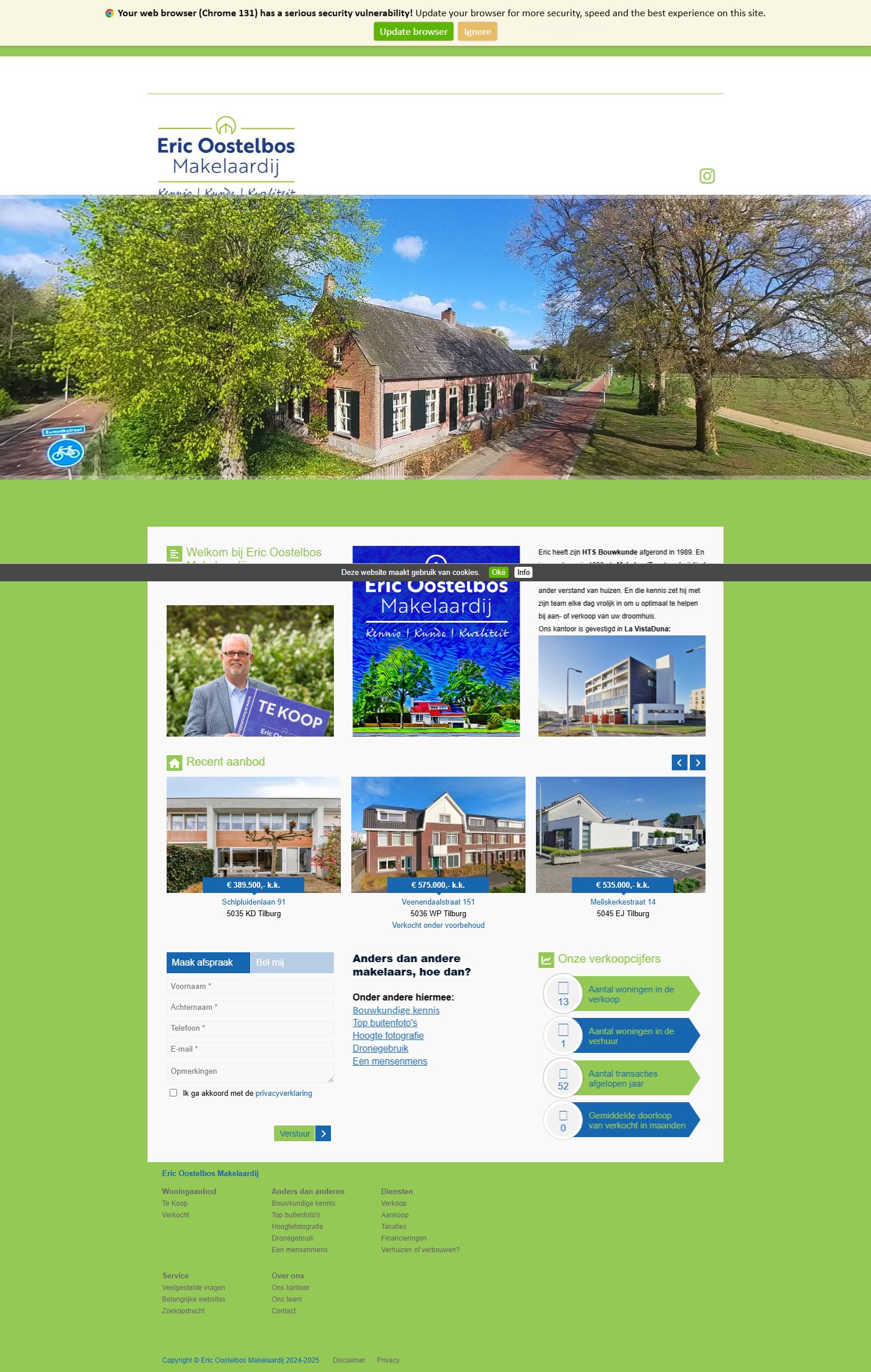 Capture d'écran du site web de www.ericoostelbosmakelaardij.nl