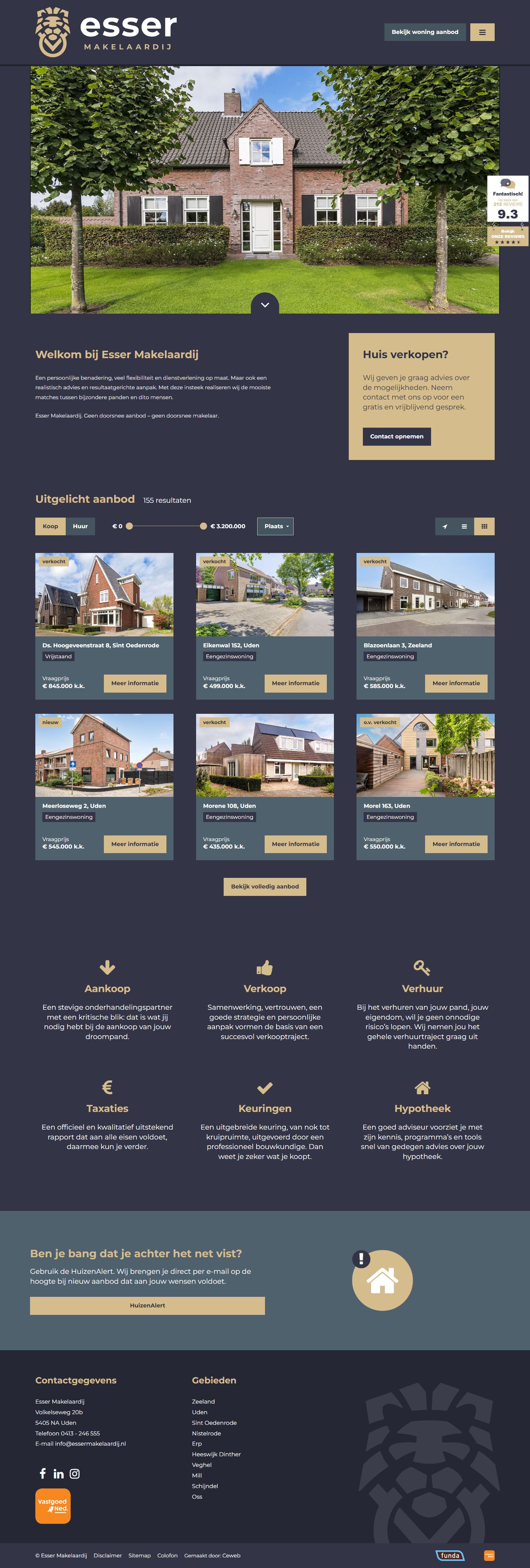 Screenshot of the website of www.essermakelaardij.nl