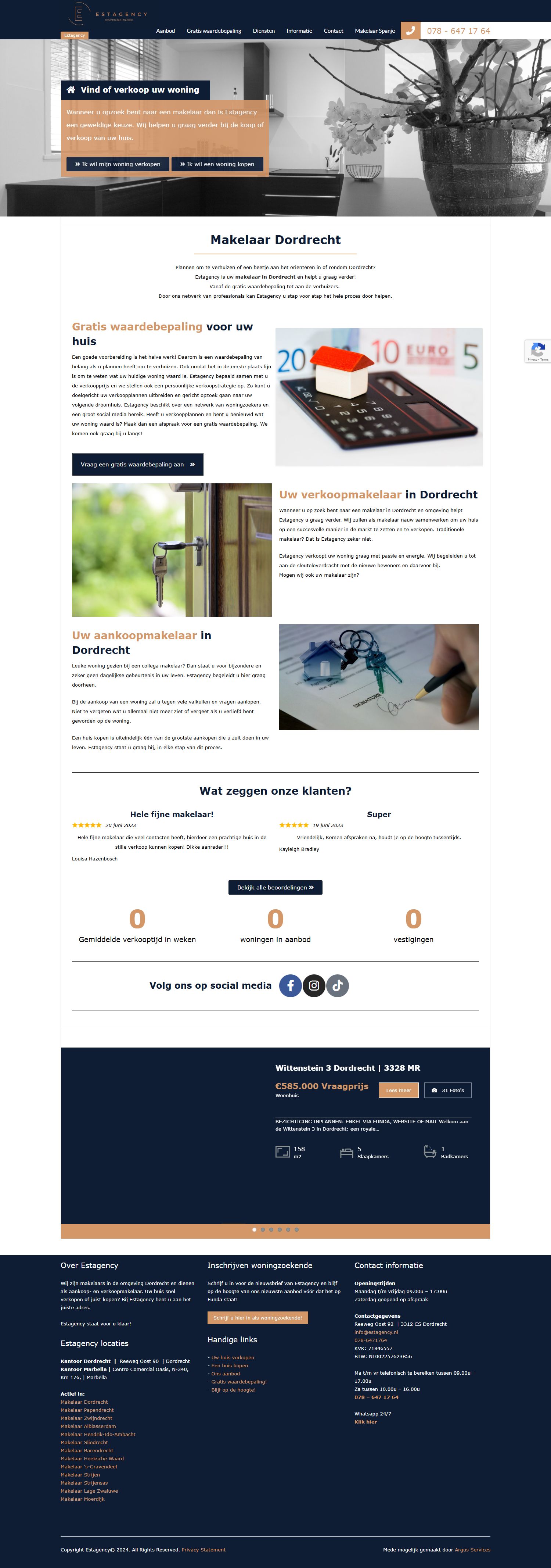 Screenshot of the website of estagency.nl