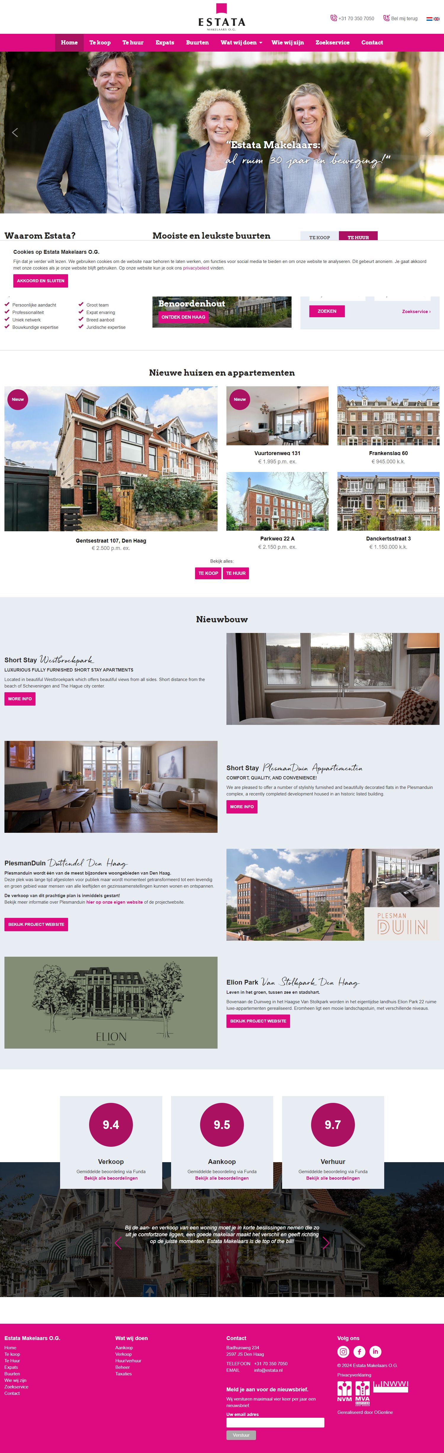 Screenshot van de website van www.estata.nl