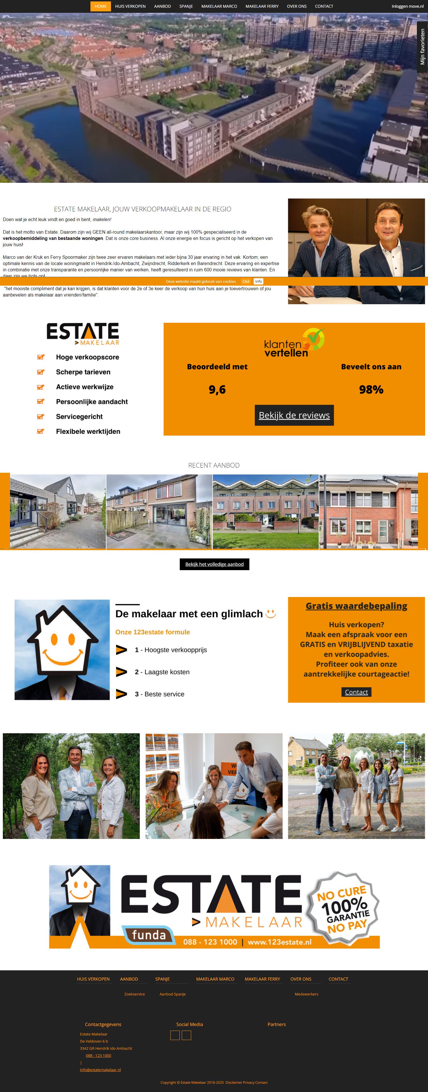 Screenshot van de website van www.estatemakelaar.nl