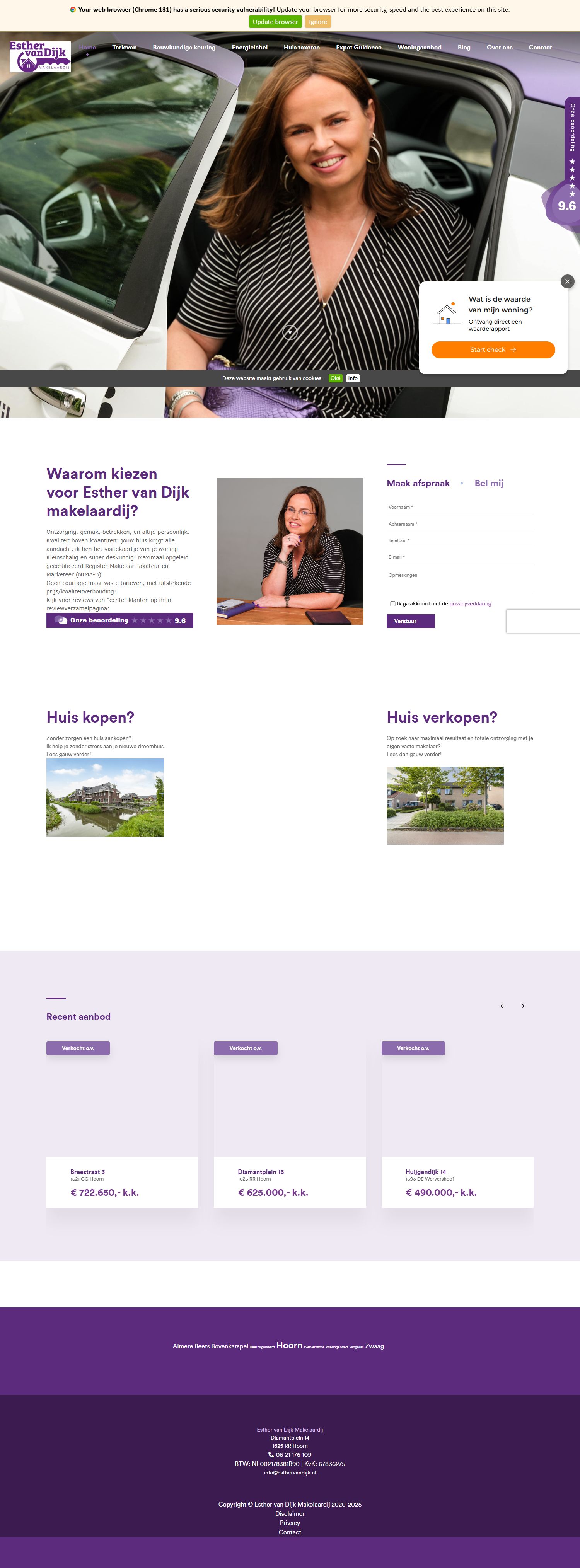 Screenshot of the website of www.esthervandijk.nl