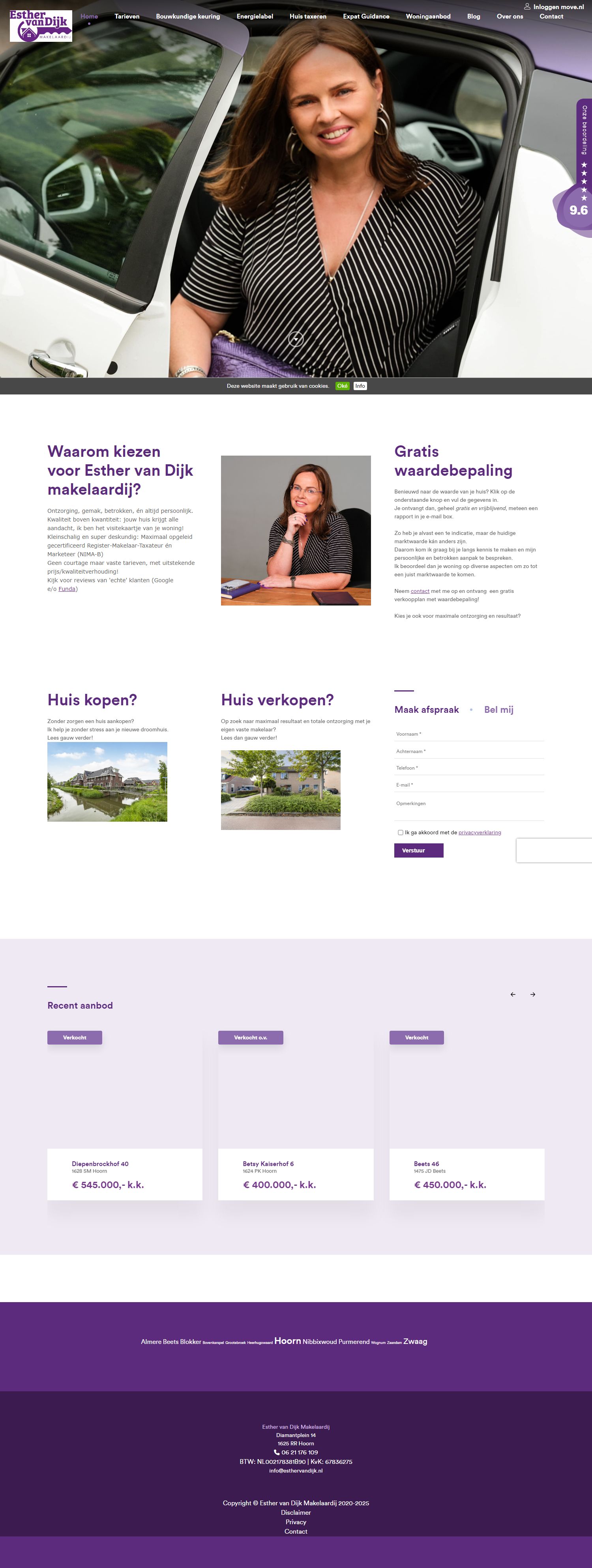 Screenshot van de website van www.esthervandijk.nl