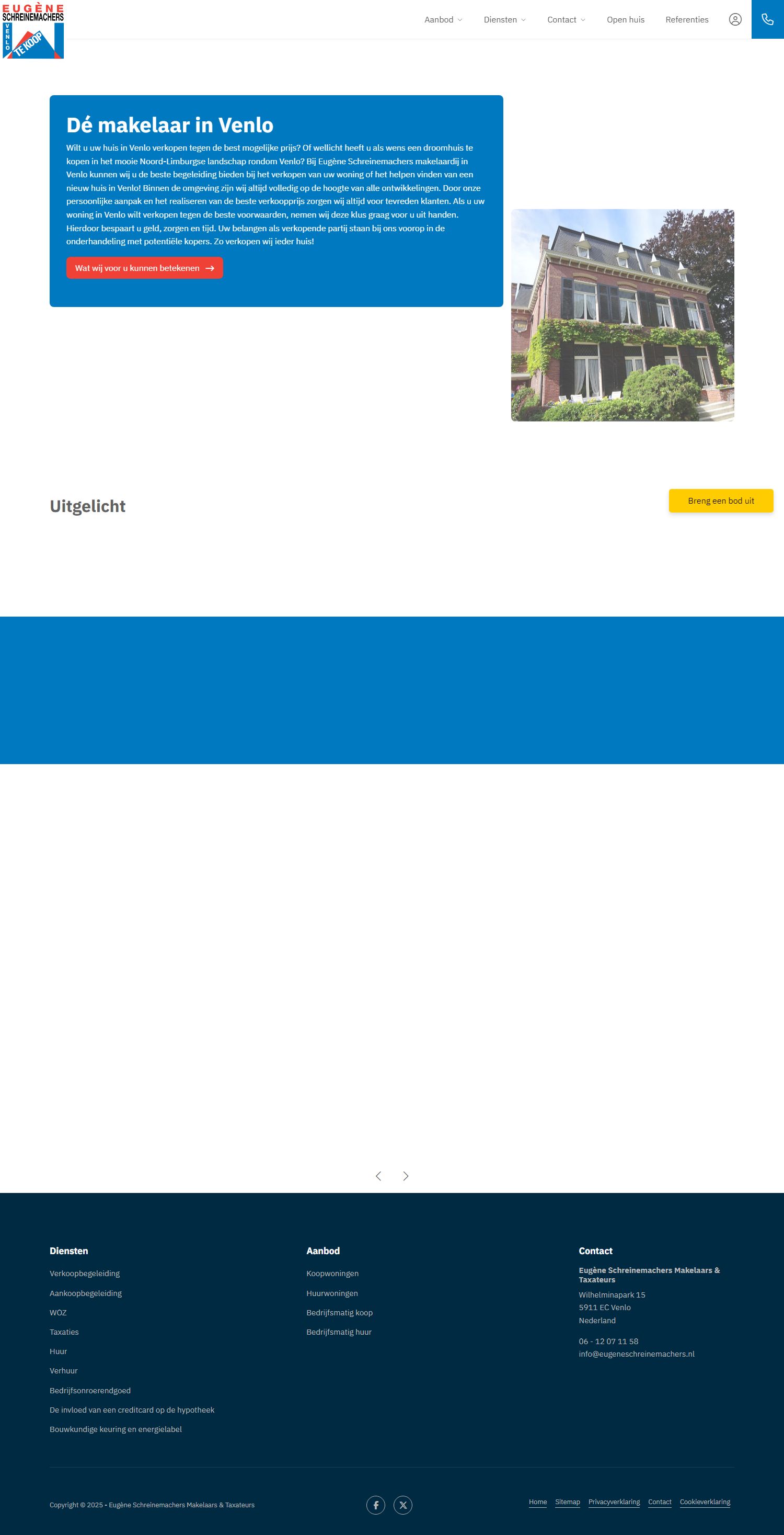 Screenshot van de website van www.eugeneschreinemachers.nl