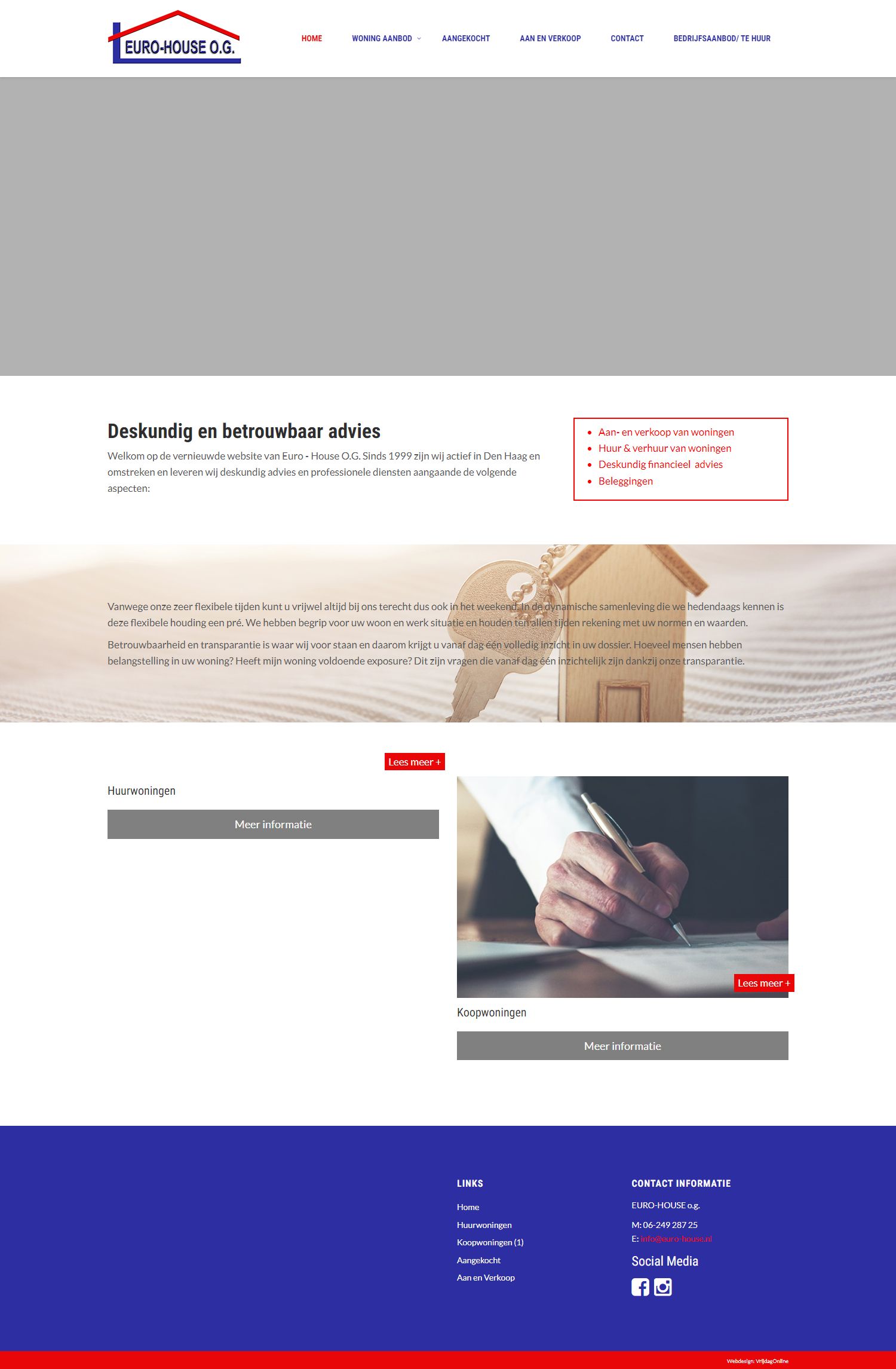 Screenshot van de website van www.euro-house.nl