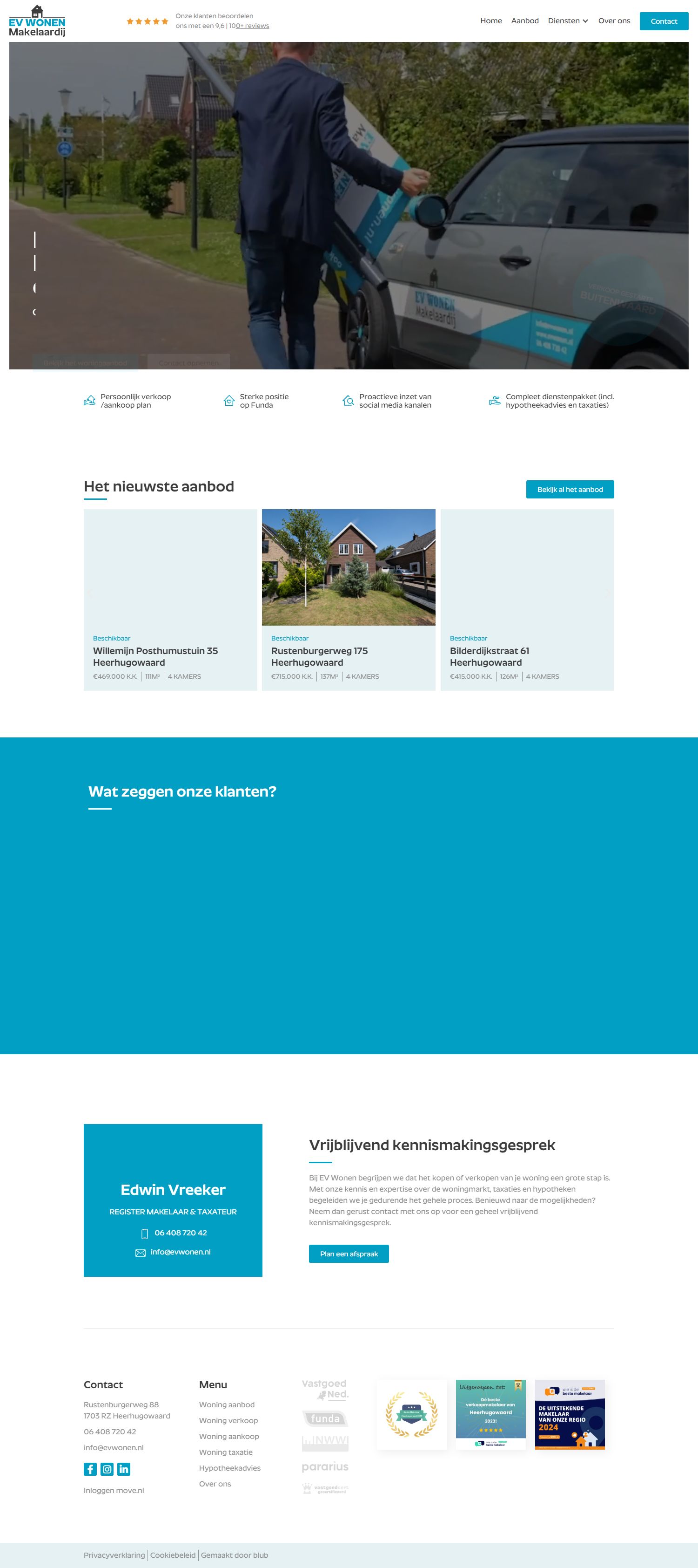 Screenshot der Website von www.evwonen.nl