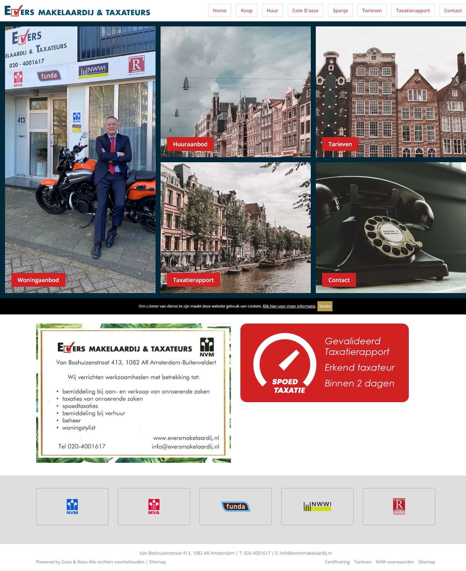 Screenshot van de website van www.eversmakelaardij.nl