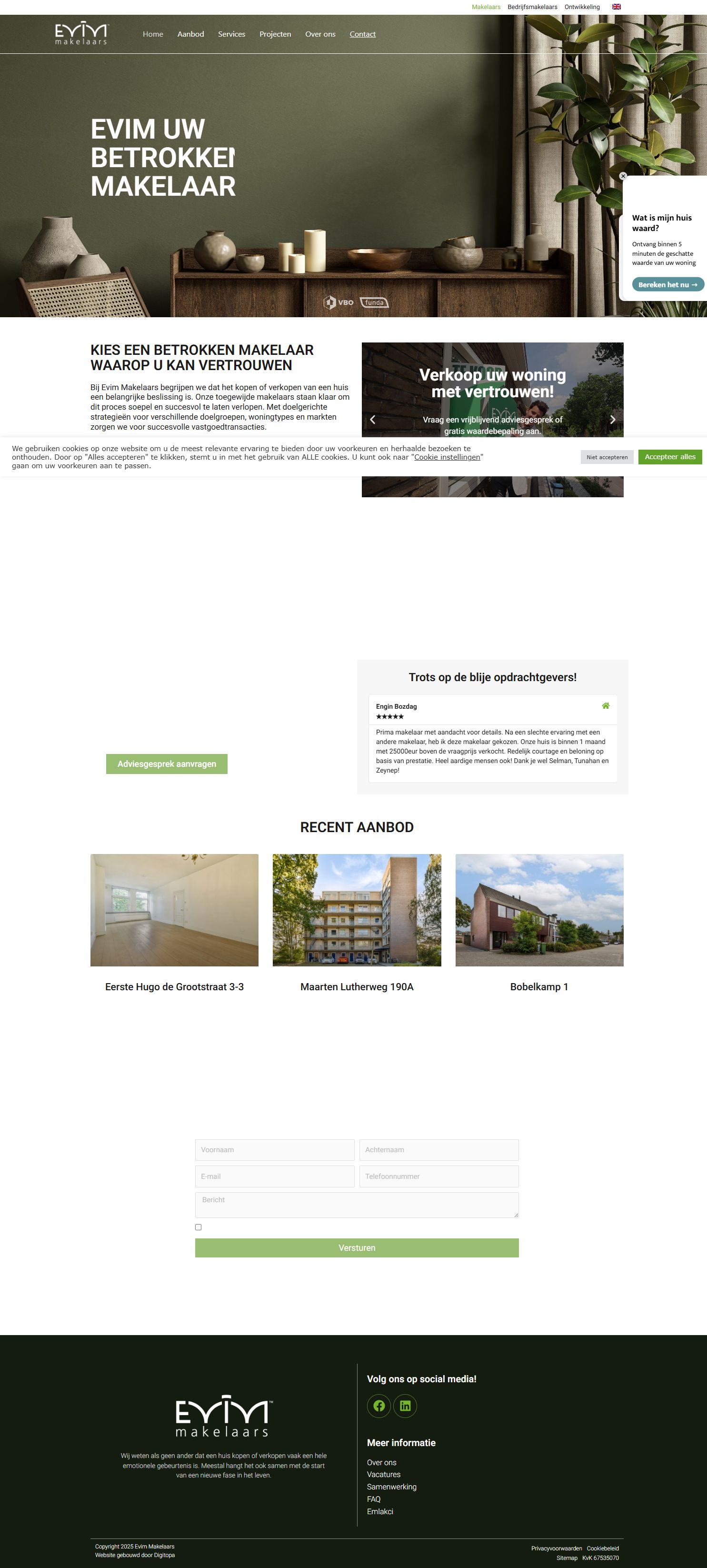 Screenshot der Website von www.evimmakelaars.nl