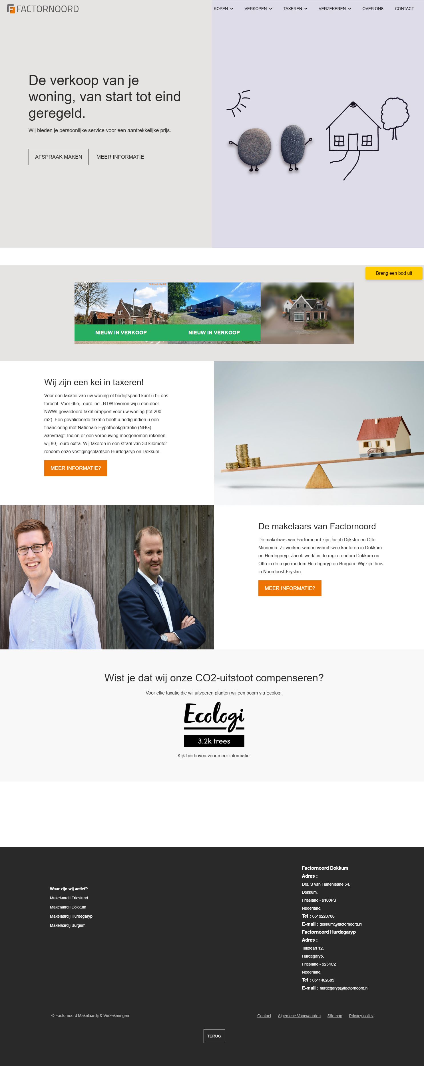 Screenshot of the website of www.factornoord.nl