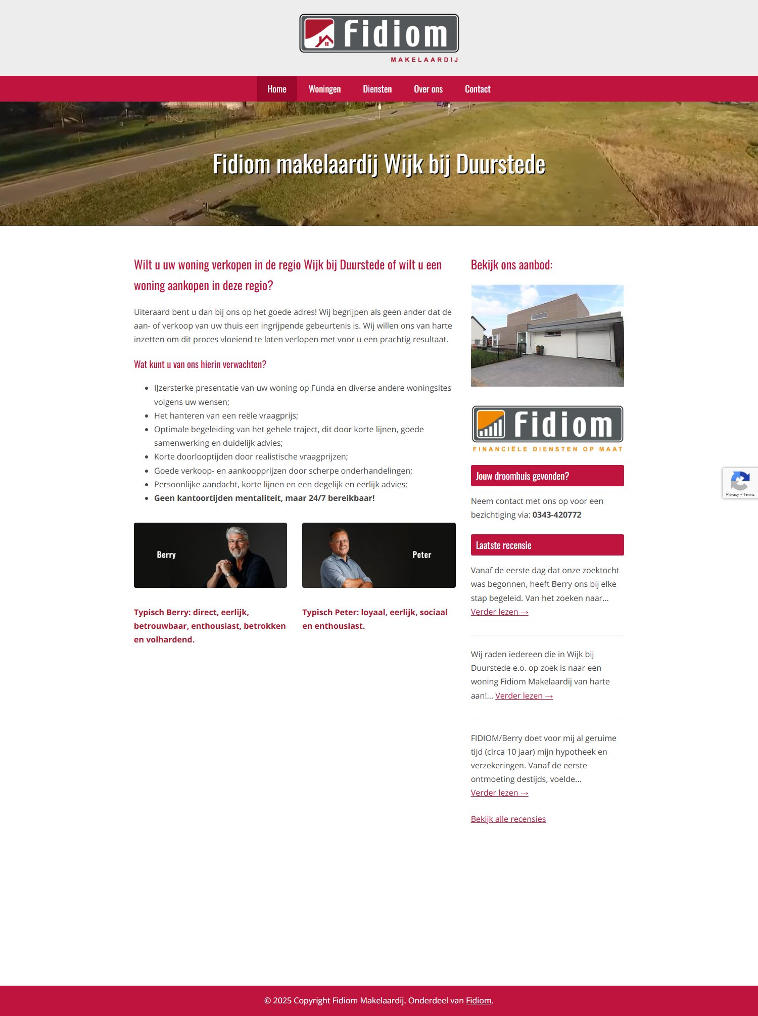Screenshot van de website van www.fidiommakelaardij.nl