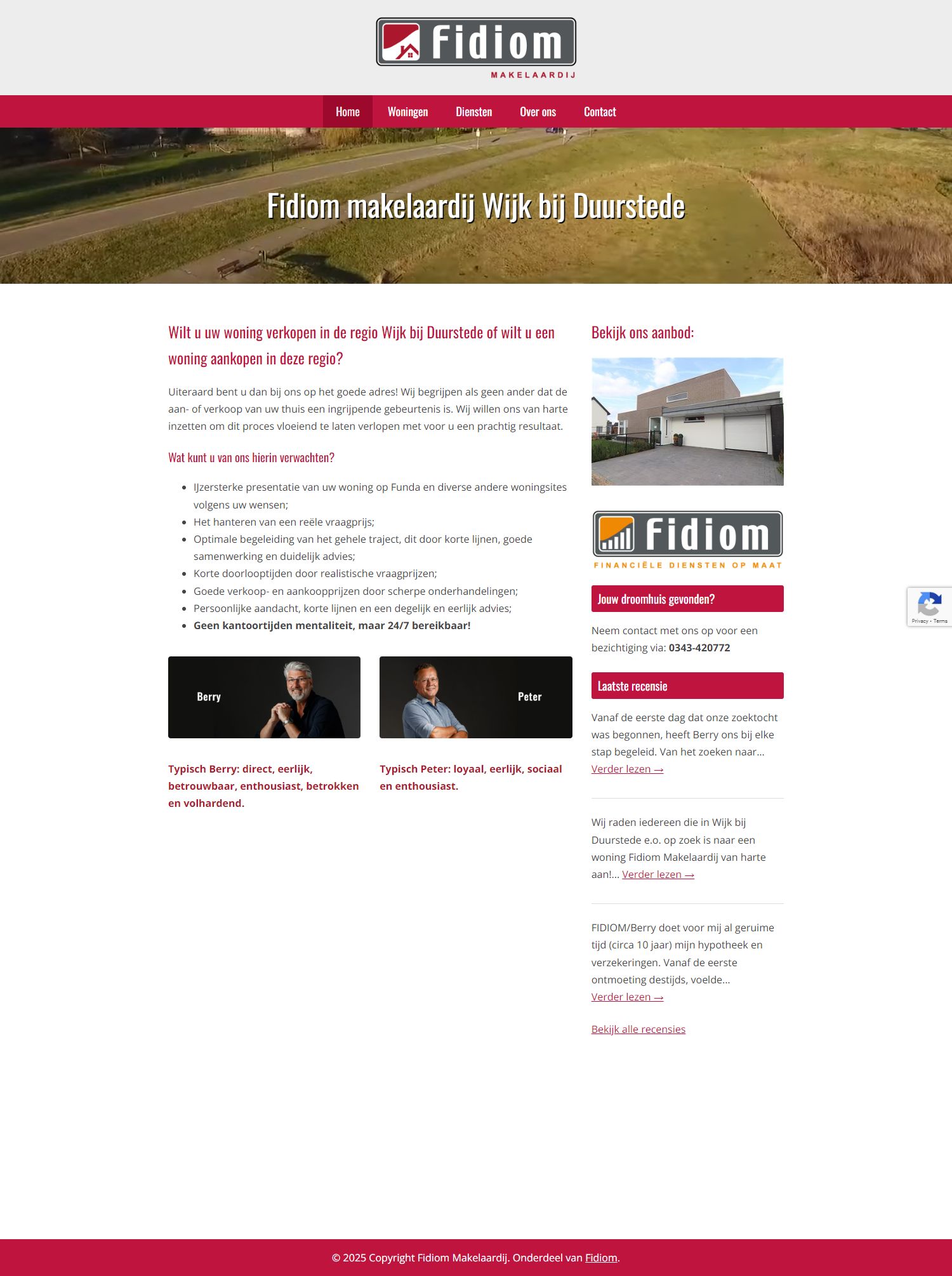 Screenshot van de website van www.fidiommakelaardij.nl