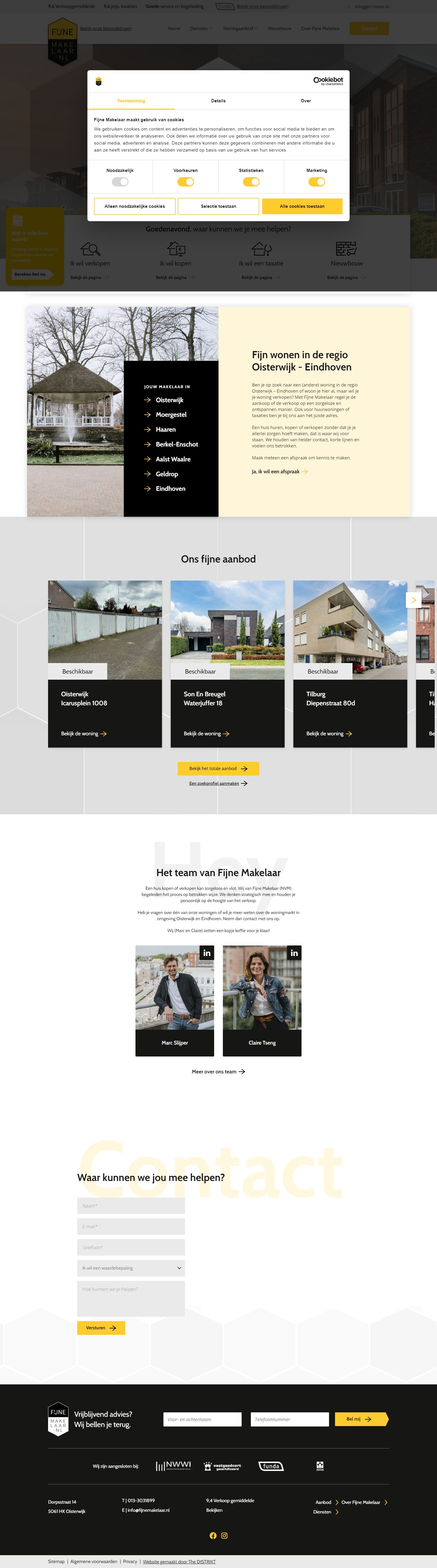Screenshot van de website van www.fijnemakelaar.nl
