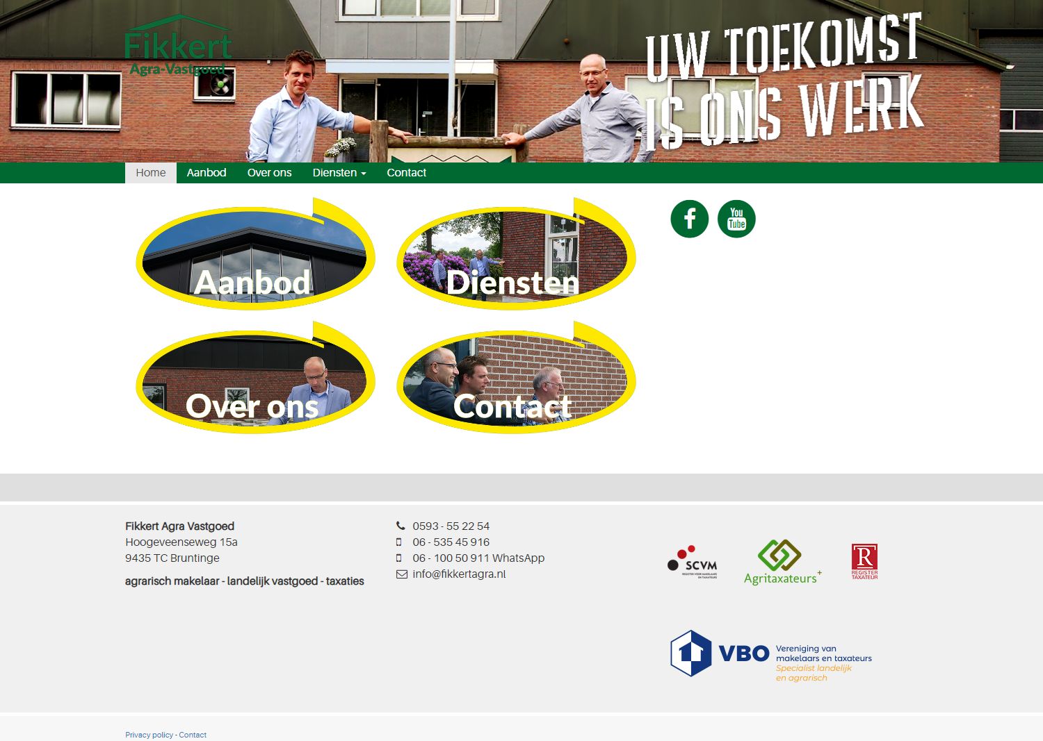 Screenshot van de website van www.fikkertagra.nl