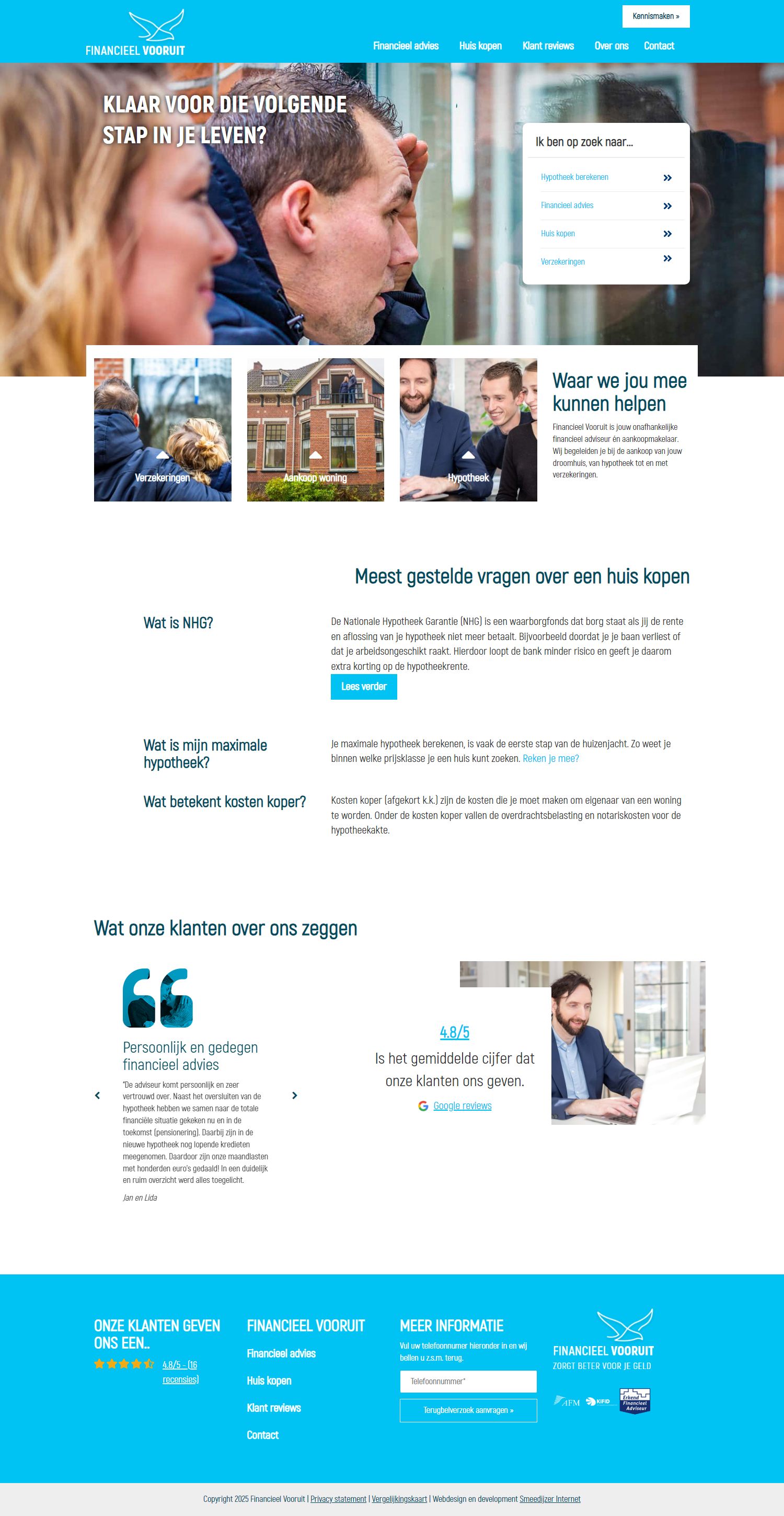 Screenshot van de website van financieelvooruit.nl