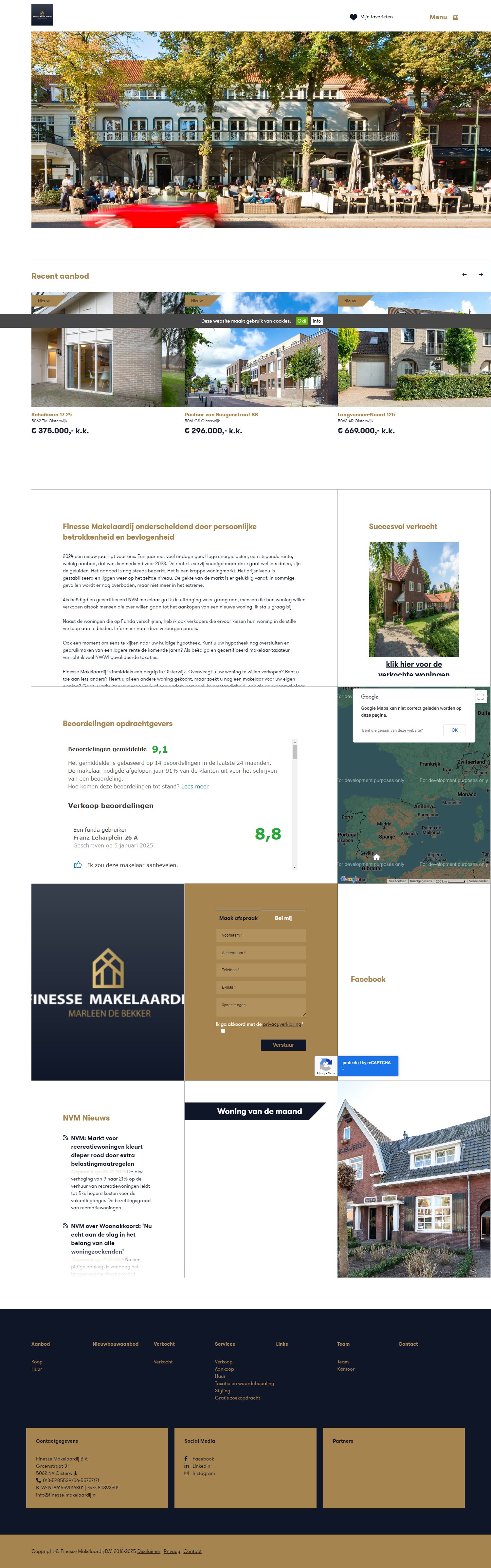 Screenshot van de website van www.finesse-makelaardij.nl