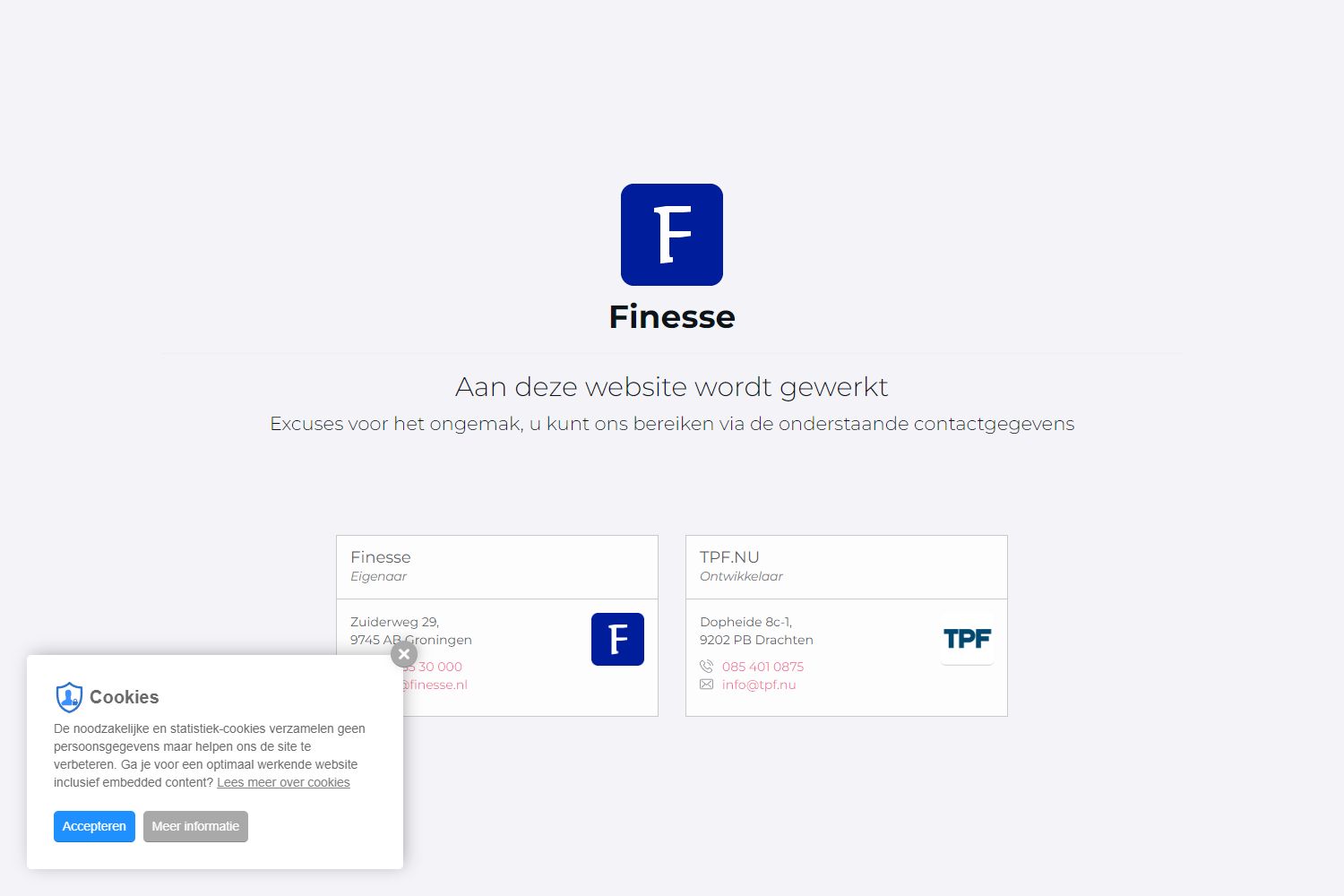 Screenshot van de website van www.finesse.nl