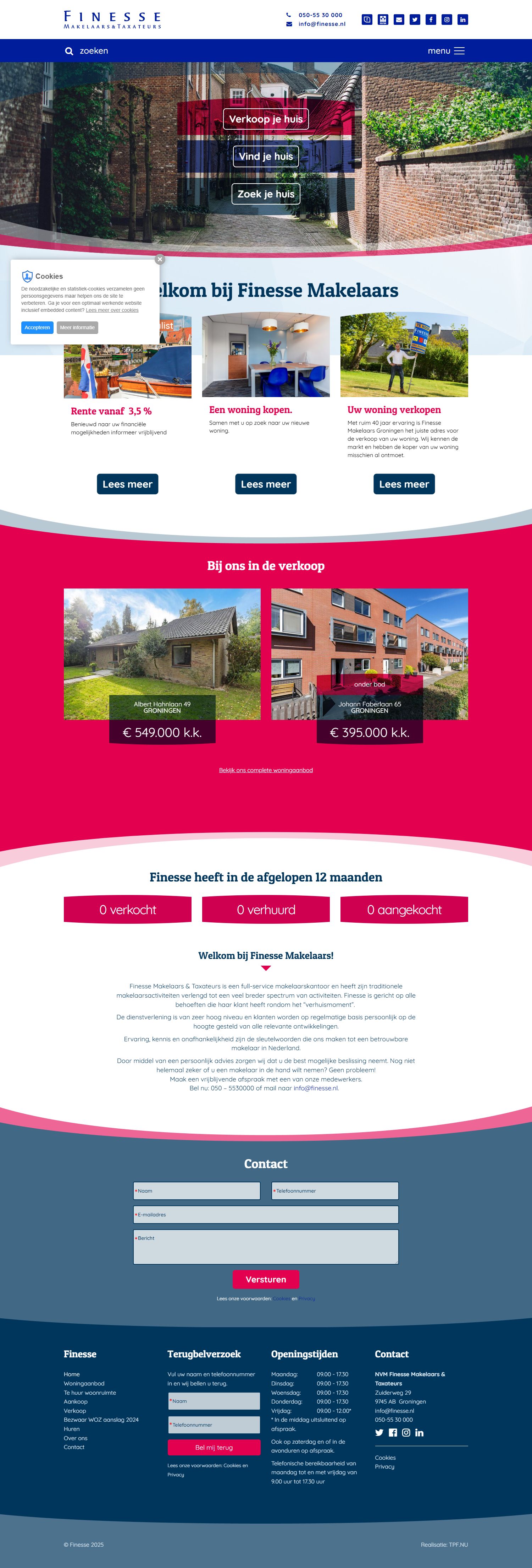 Screenshot of the website of www.finesse.nl