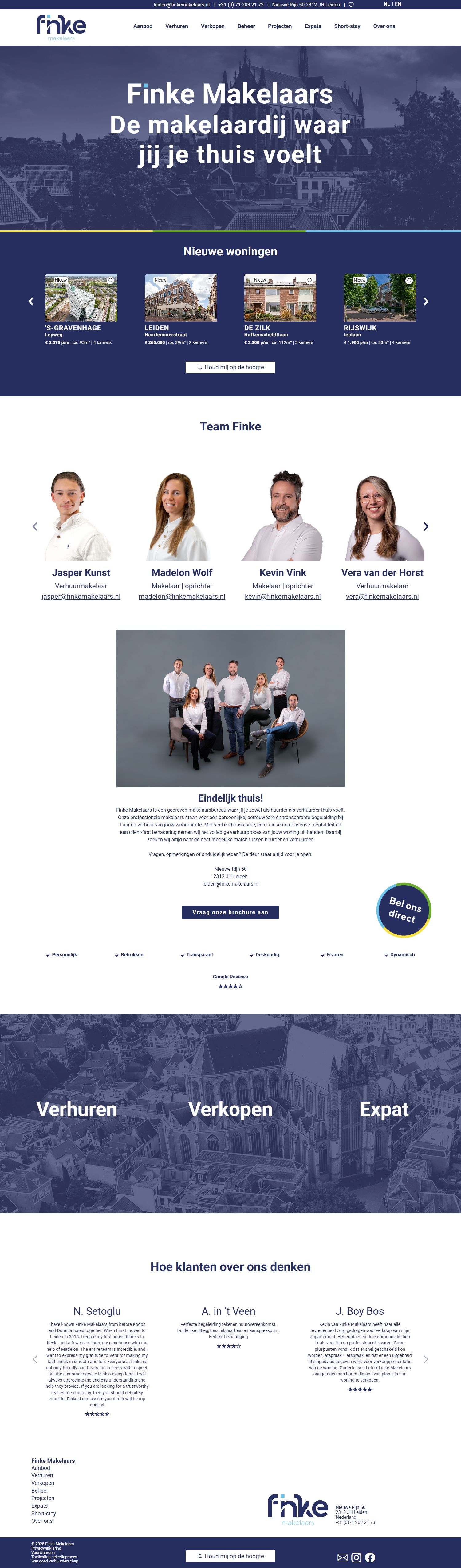 Screenshot of the website of www.finkemakelaars.nl