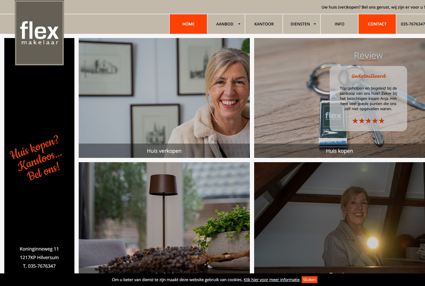 Capture d'écran du site web de www.flexmakelaar.nl