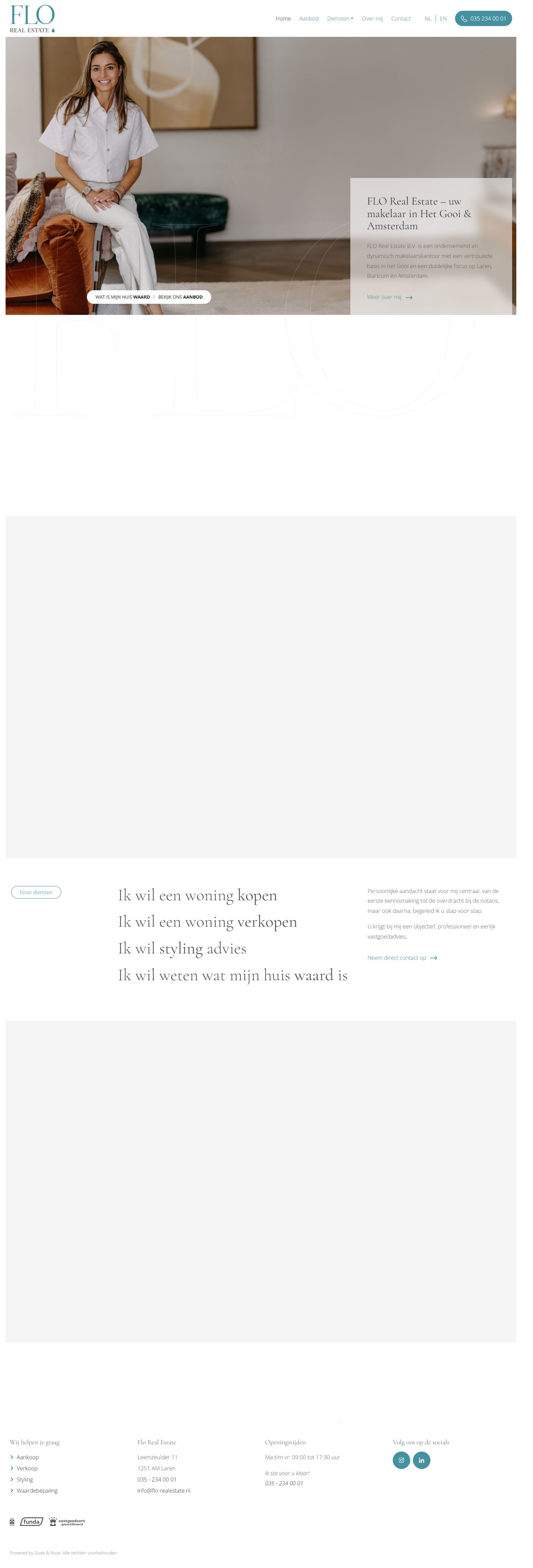 Screenshot van de website van www.flo-realestate.nl