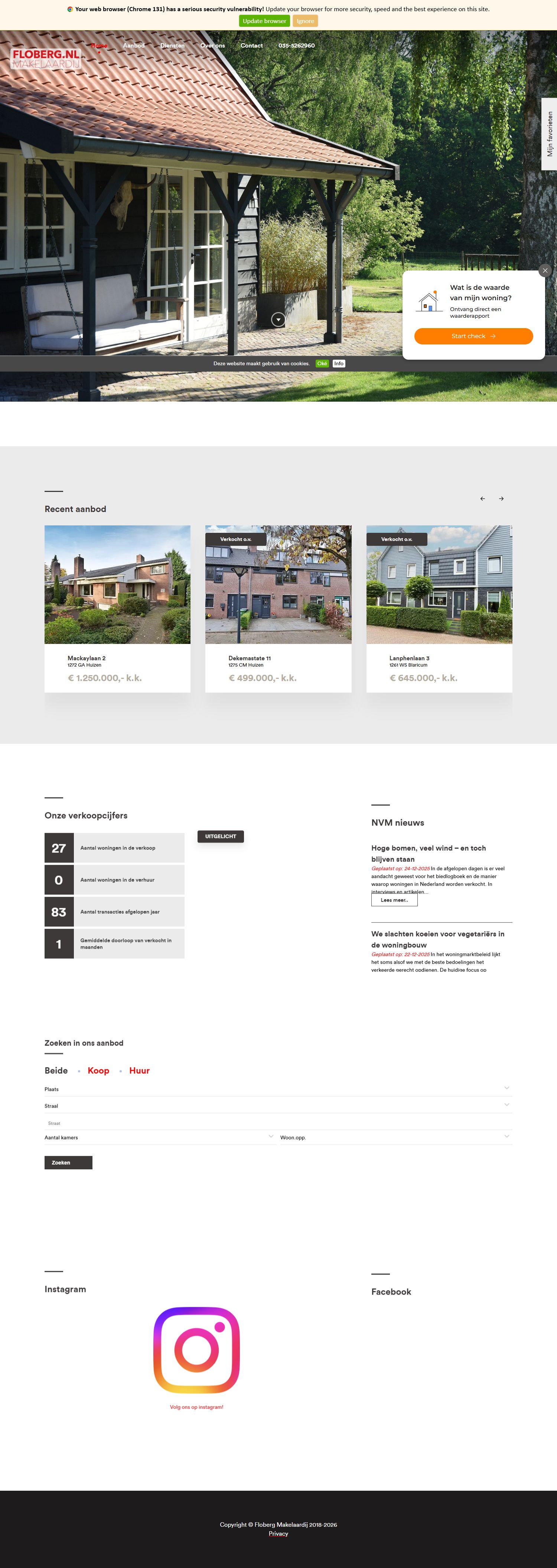 Screenshot van de website van www.floberg.nl