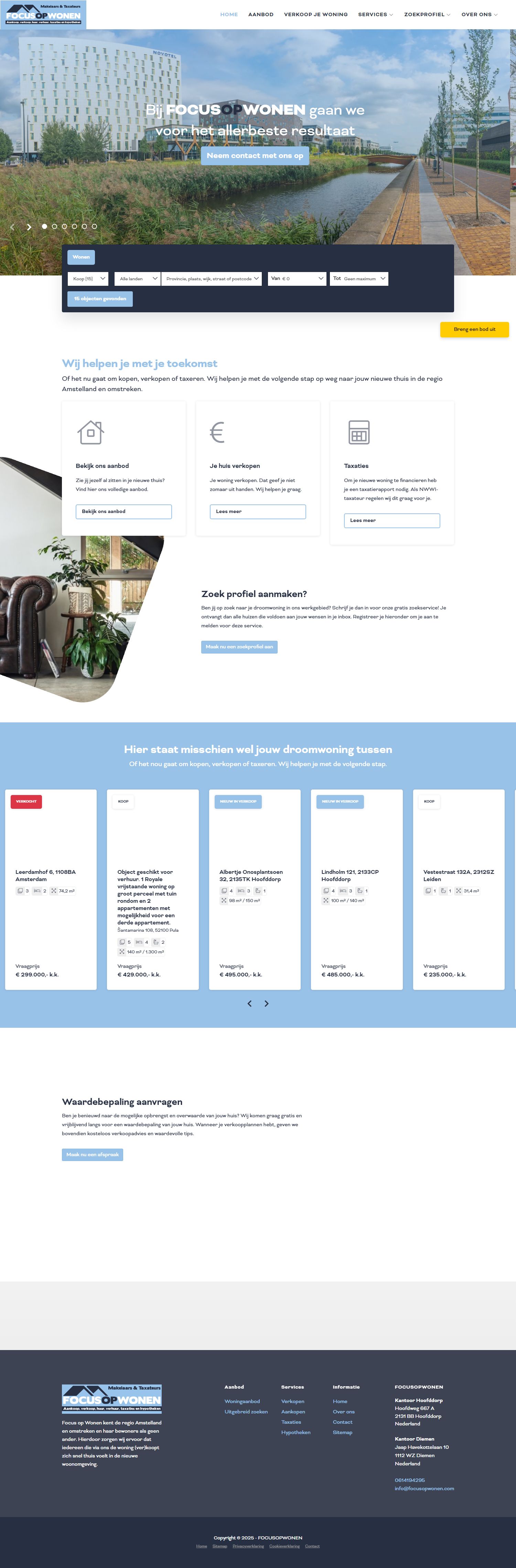 Screenshot van de website van www.focusopwonen.com