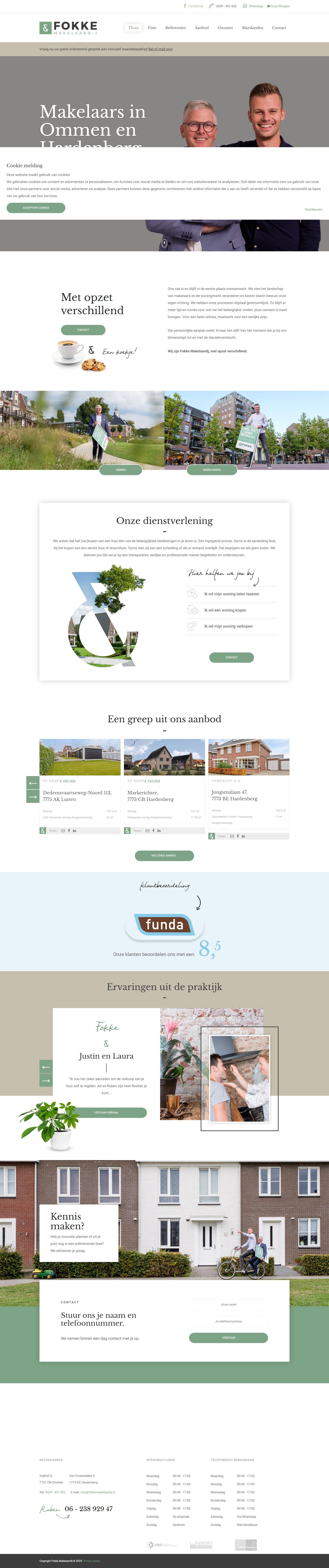 Screenshot van de website van www.fokkemakelaardij.nl