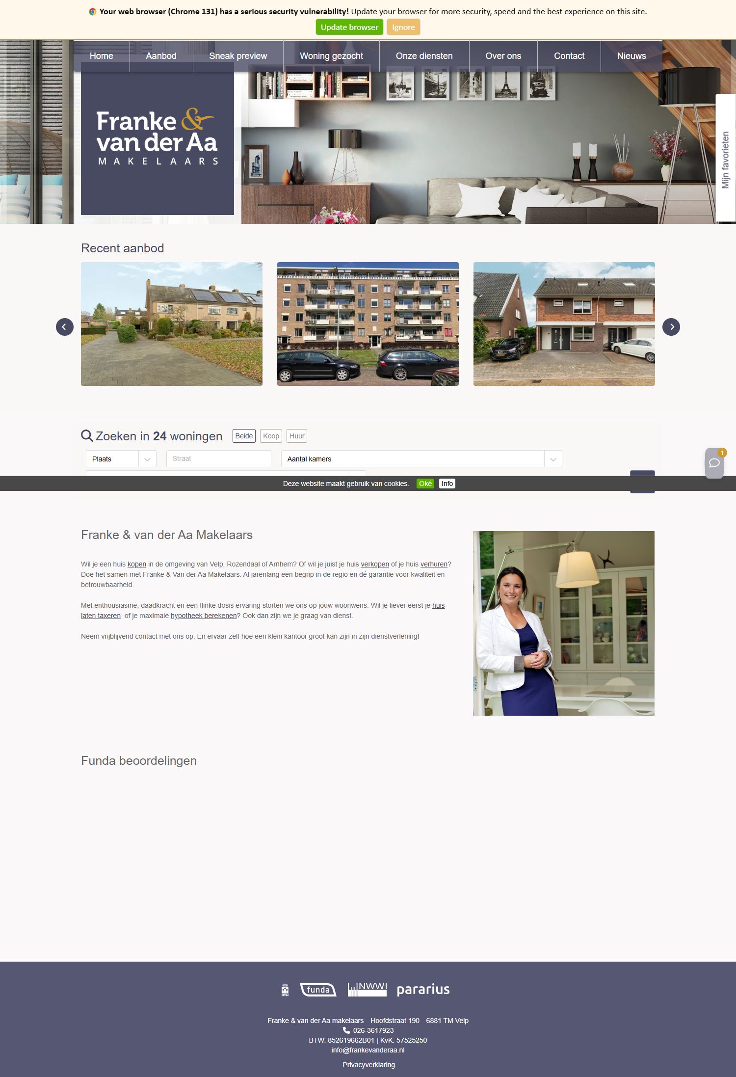 Screenshot of the website of www.frankevanderaa.nl