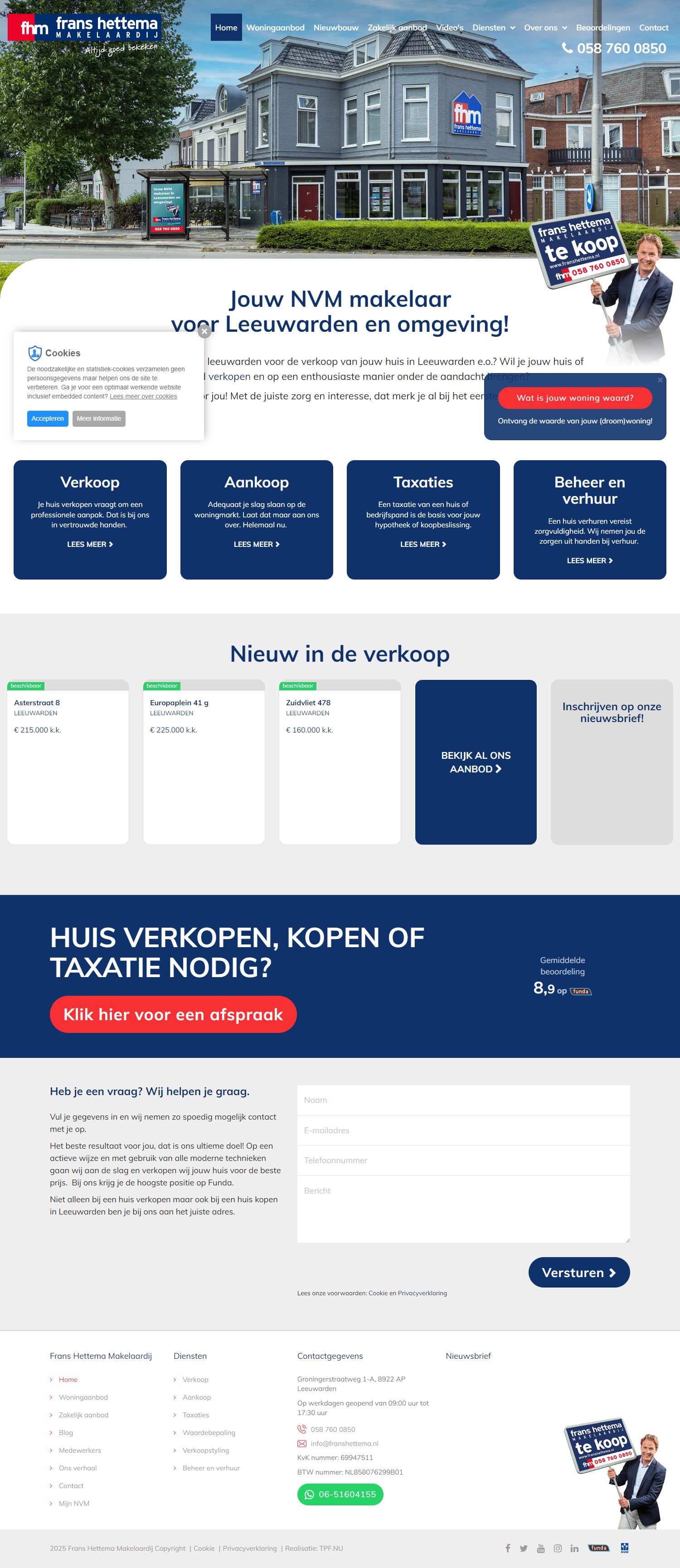 Screenshot van de website van www.franshettema.nl