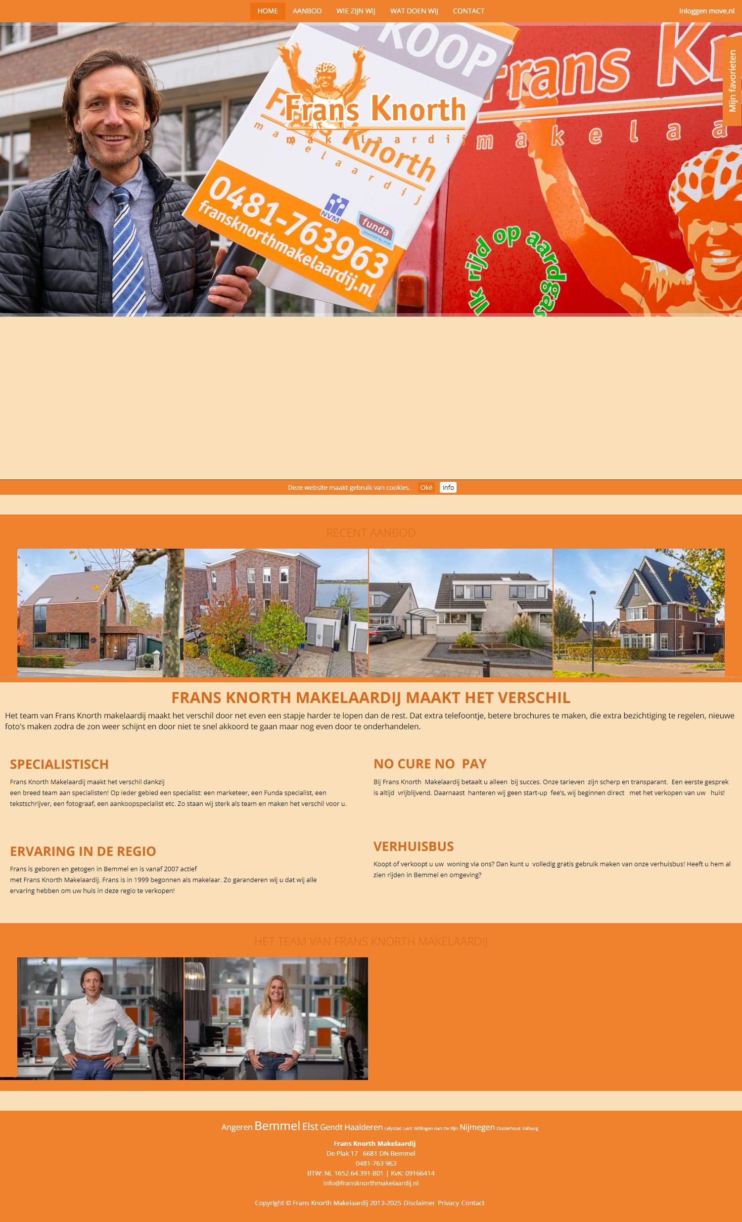 Screenshot van de website van www.fransknorthmakelaardij.nl