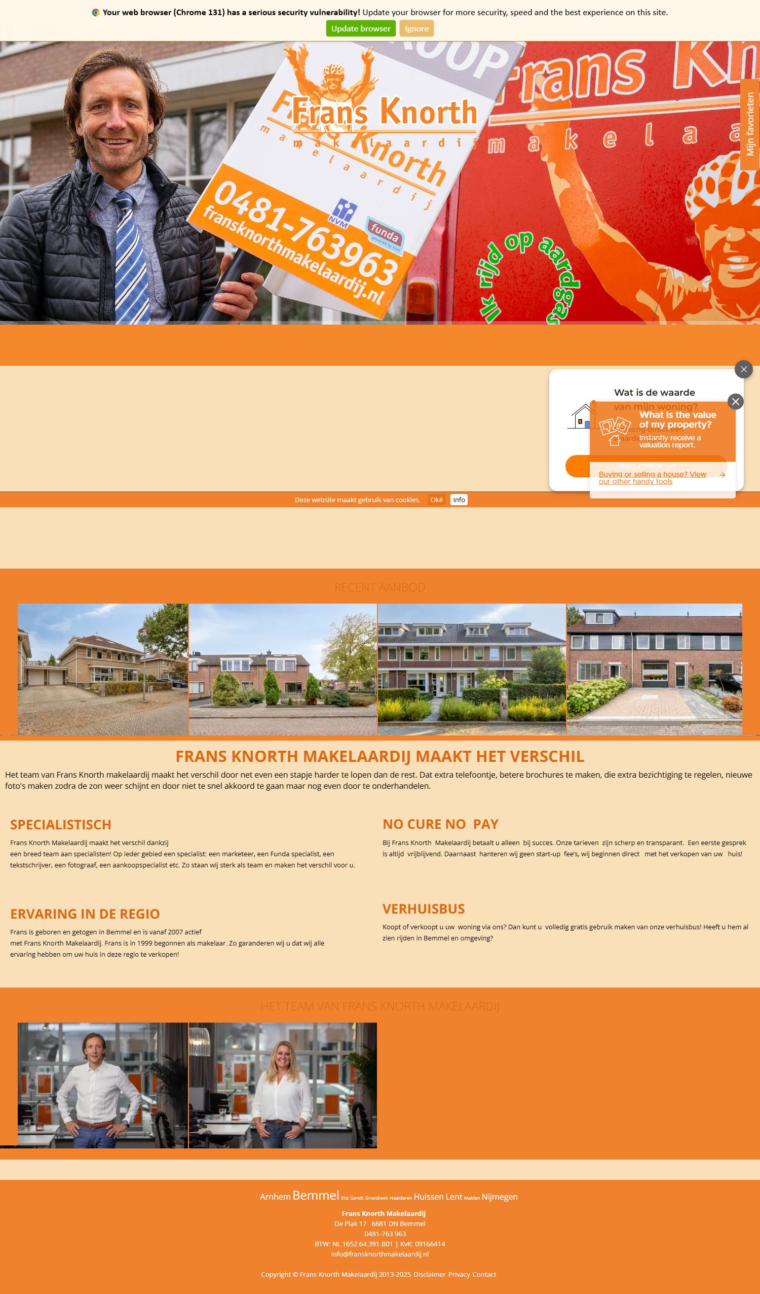 Screenshot van de website van www.fransknorthmakelaardij.nl