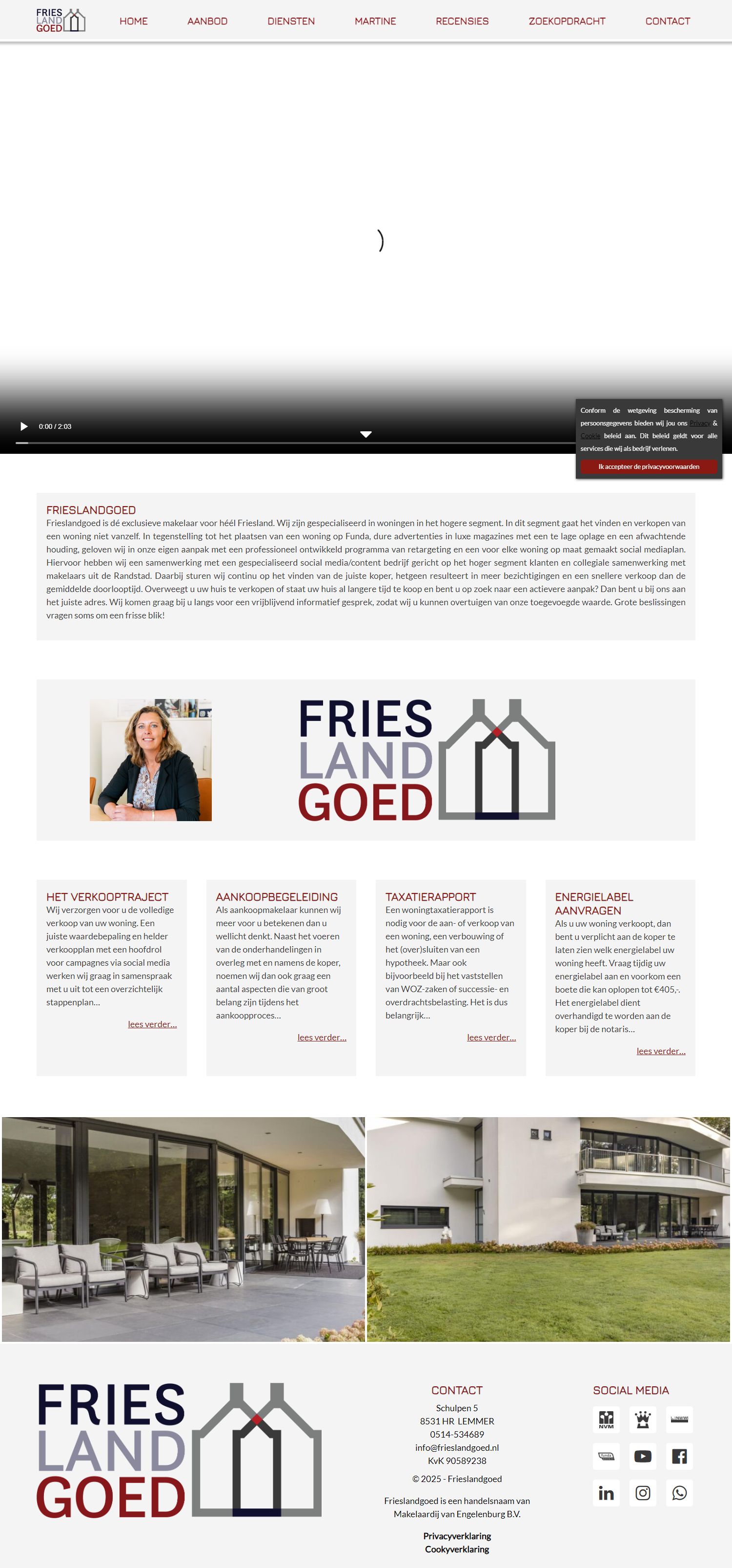 Screenshot van de website van www.frieslandgoed.nl