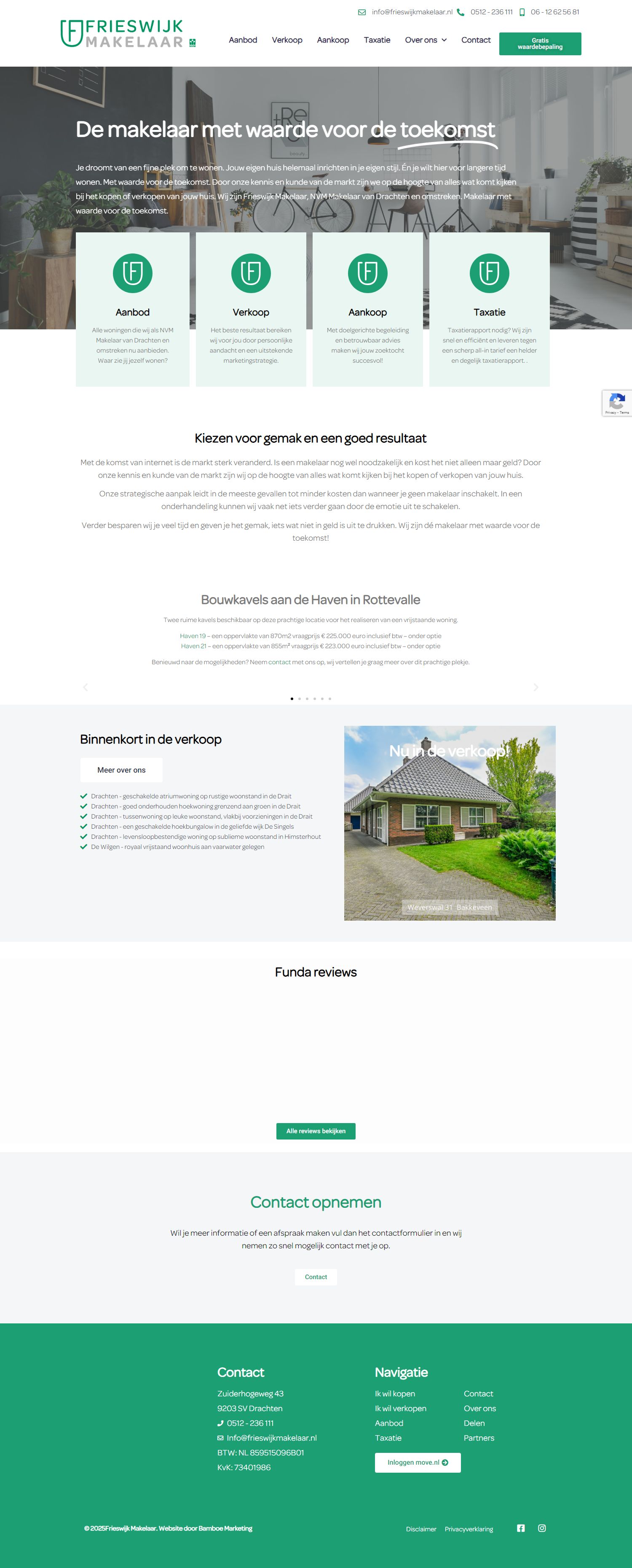 Screenshot van de website van www.frieswijkmakelaar.nl