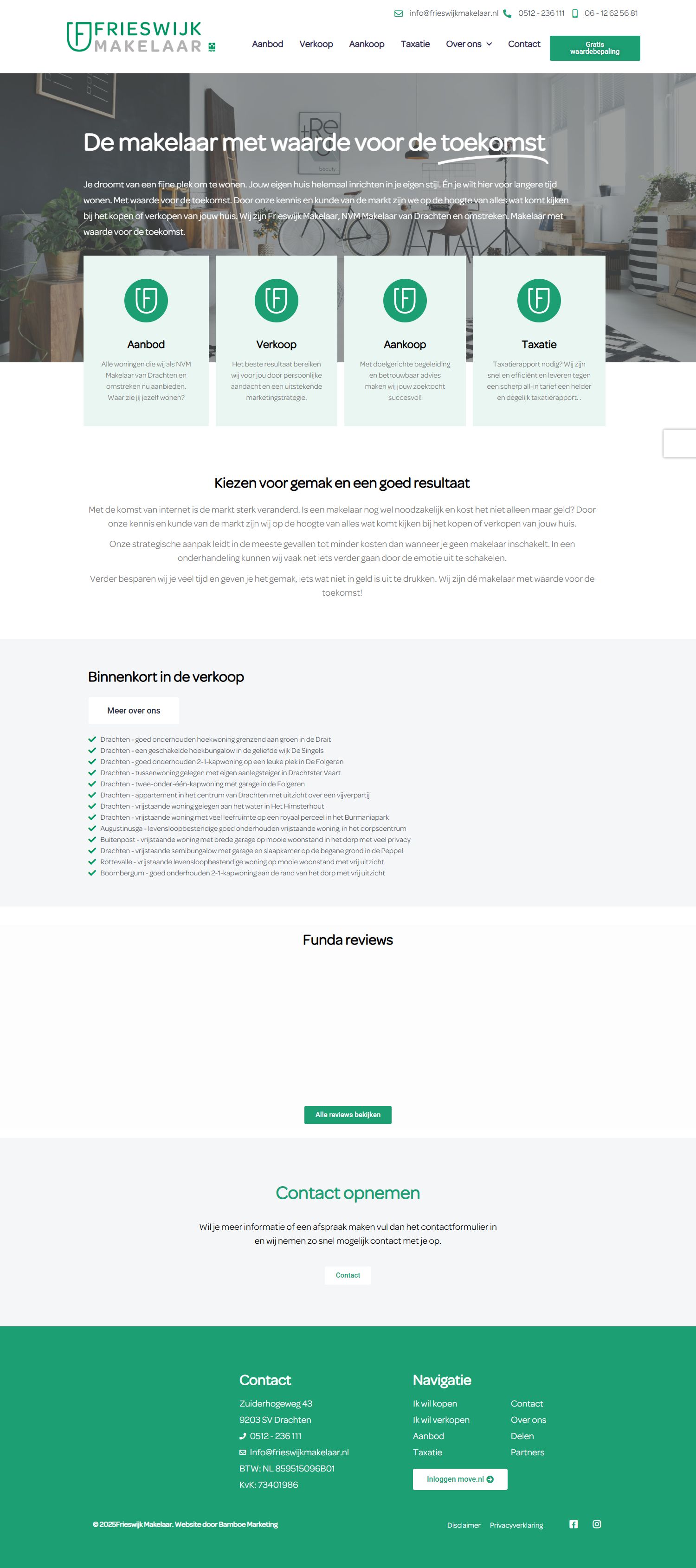 Screenshot of the website of www.frieswijkmakelaar.nl