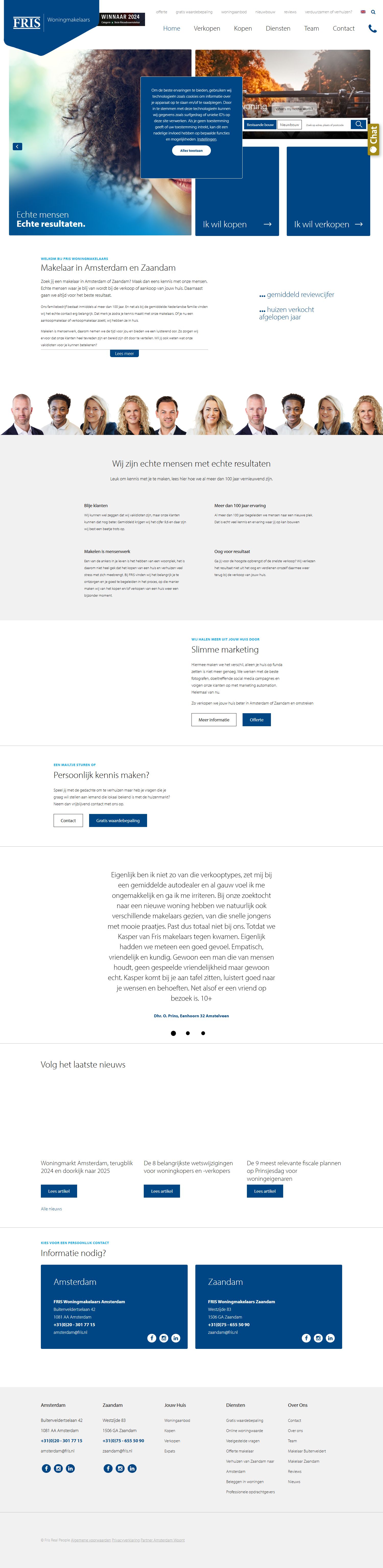 Screenshot of the website of www.friswonen.nl