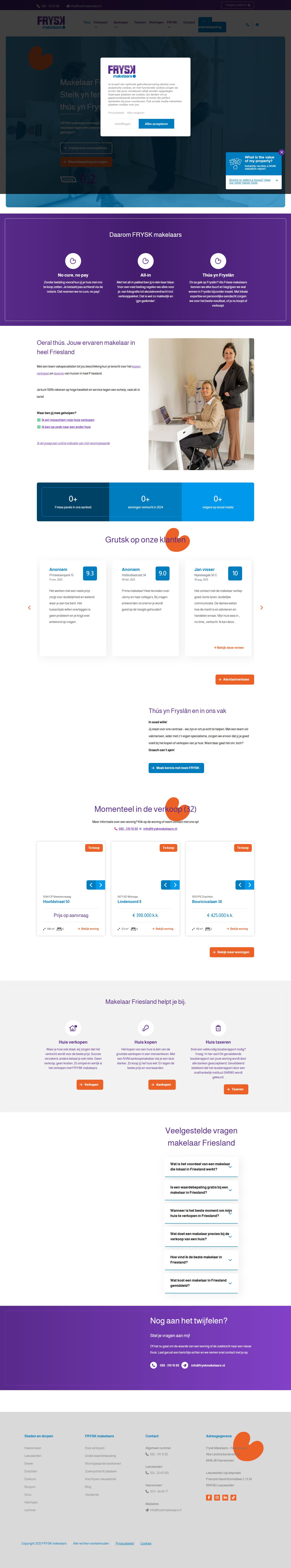 Screenshot of the website of www.fryskmakelaars.nl