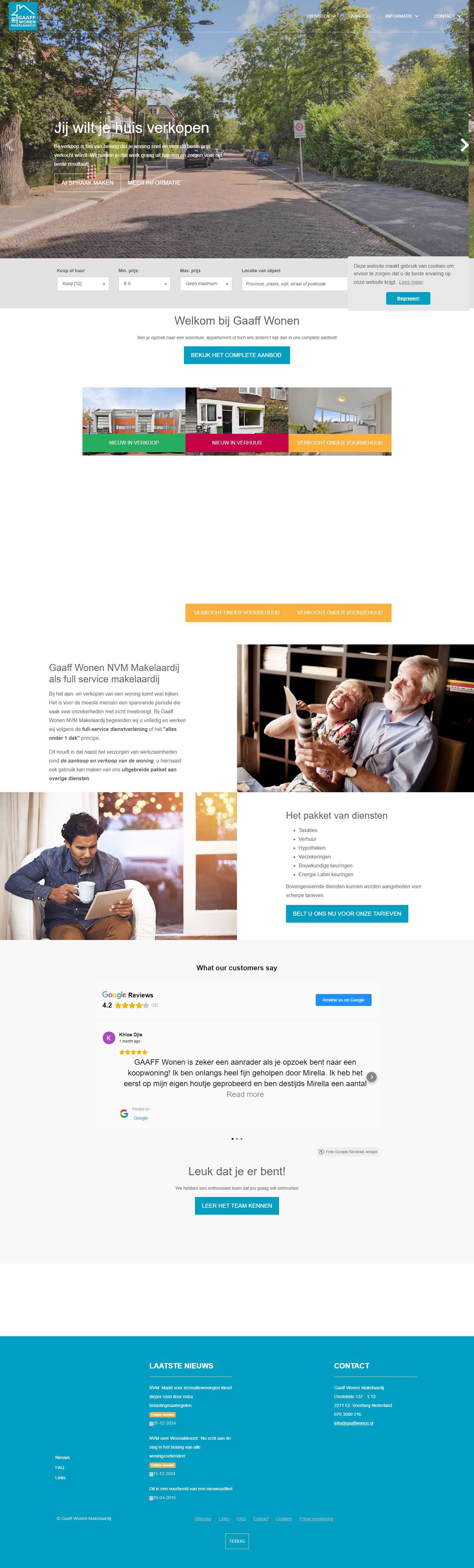 Screenshot van de website van www.gaaffwonen.nl