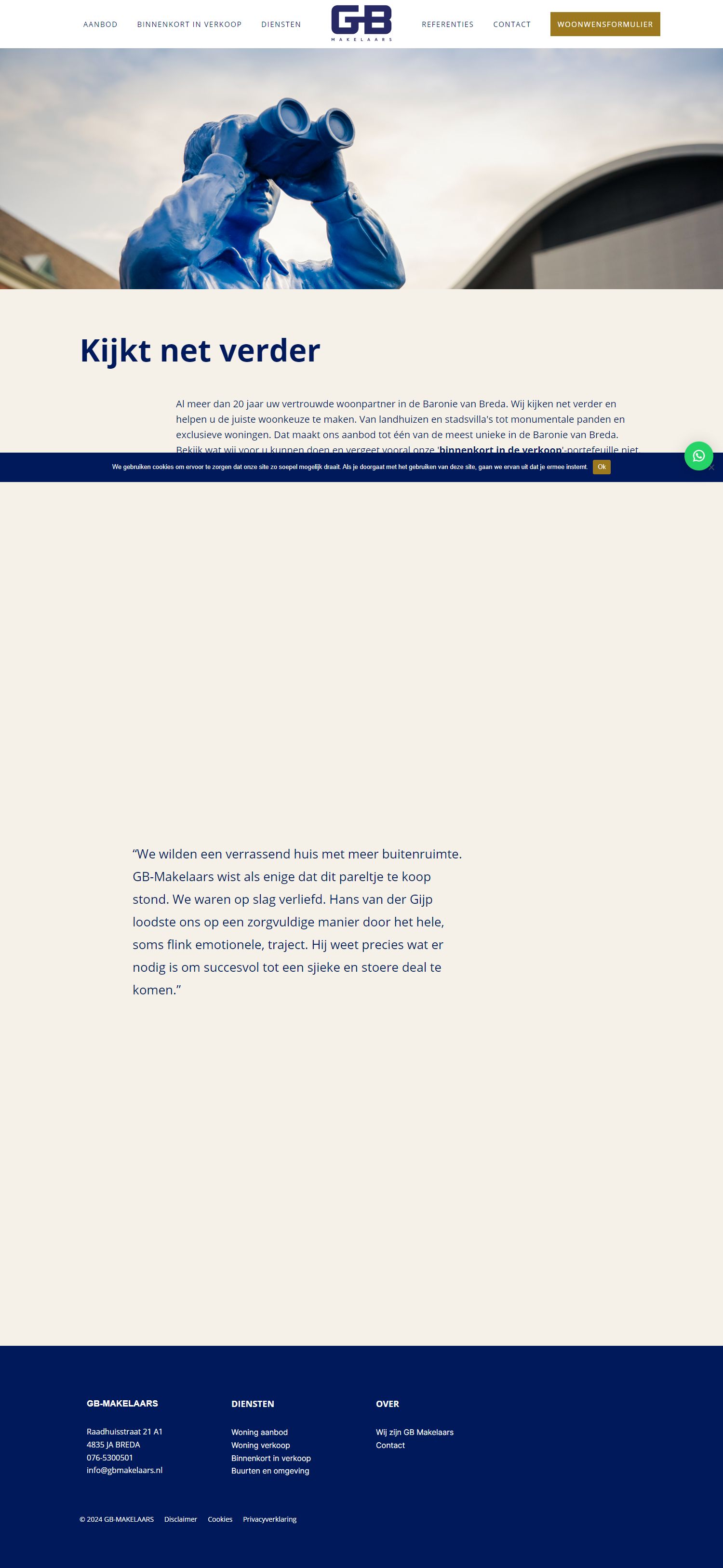 Screenshot van de website van www.gbmakelaars.nl
