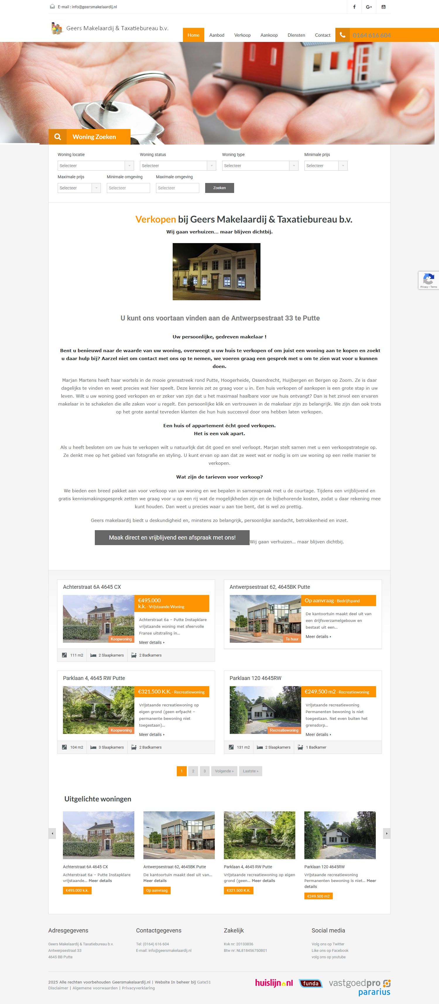 Screenshot of the website of www.geersmakelaardij.nl