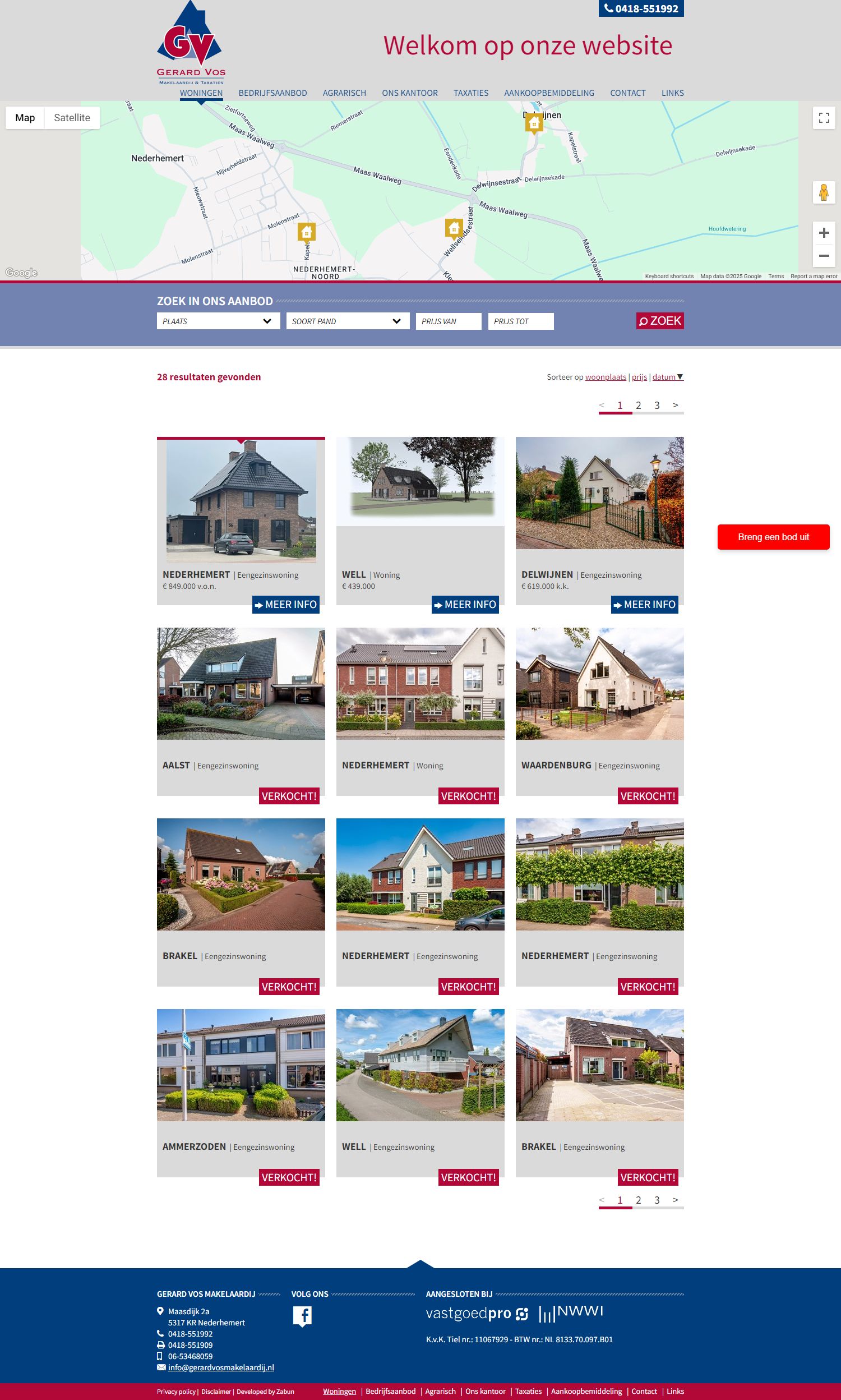 Screenshot van de website van www.gerardvosmakelaardij.nl