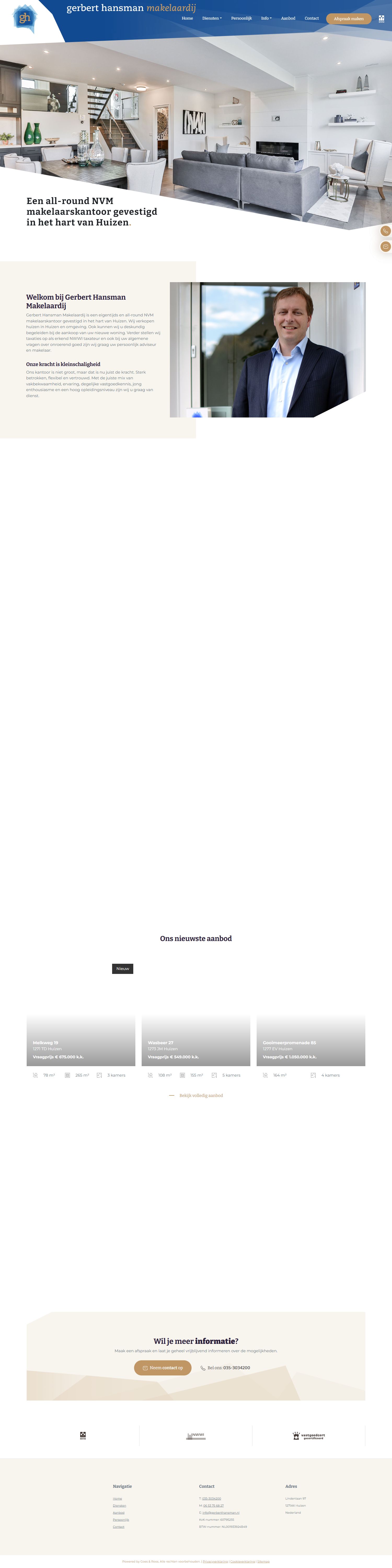 Screenshot van de website van www.gerberthansman.nl