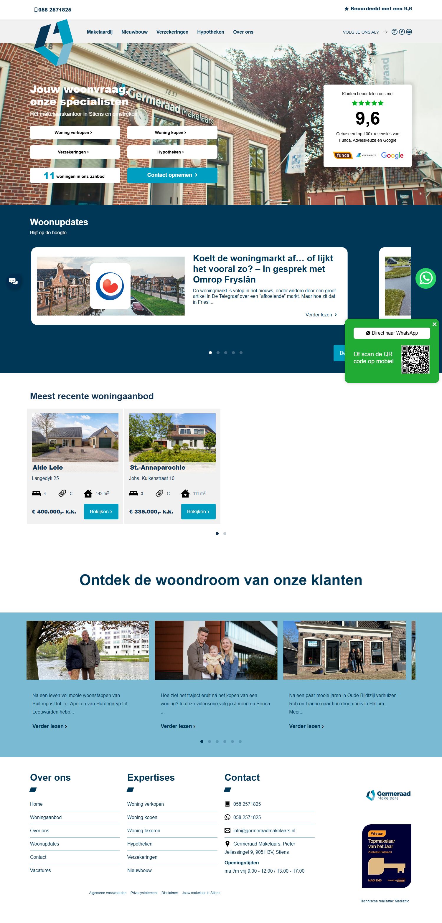 Screenshot van de website van www.germeraadmakelaars.nl