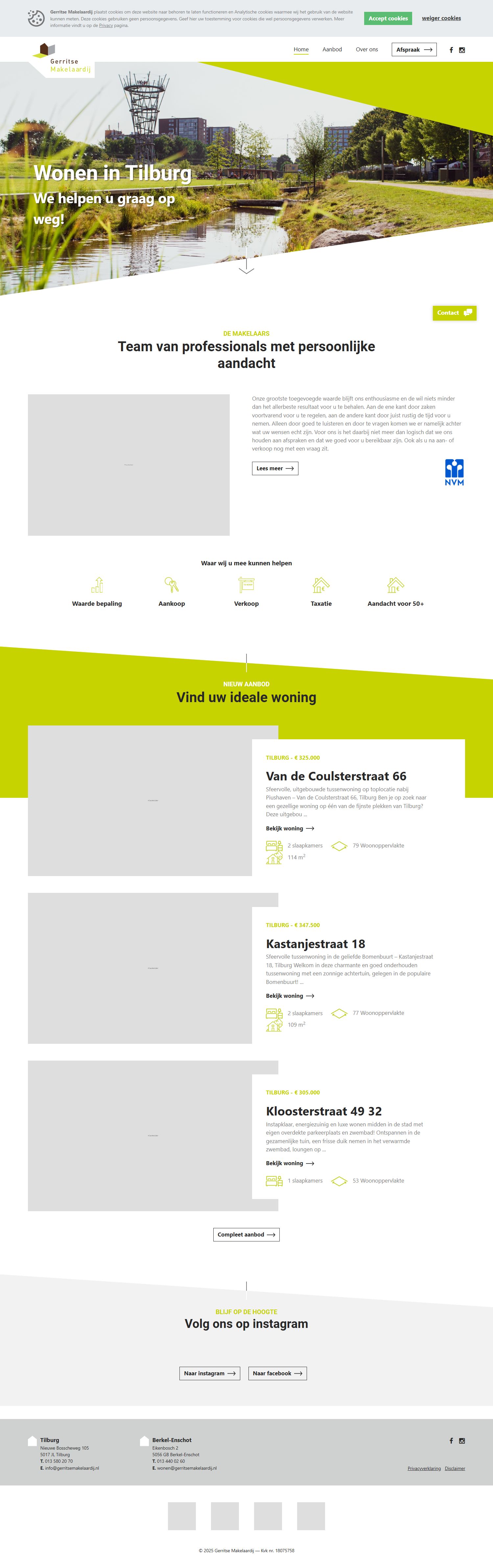 Capture d'écran du site web de www.gerritsemakelaardij.nl