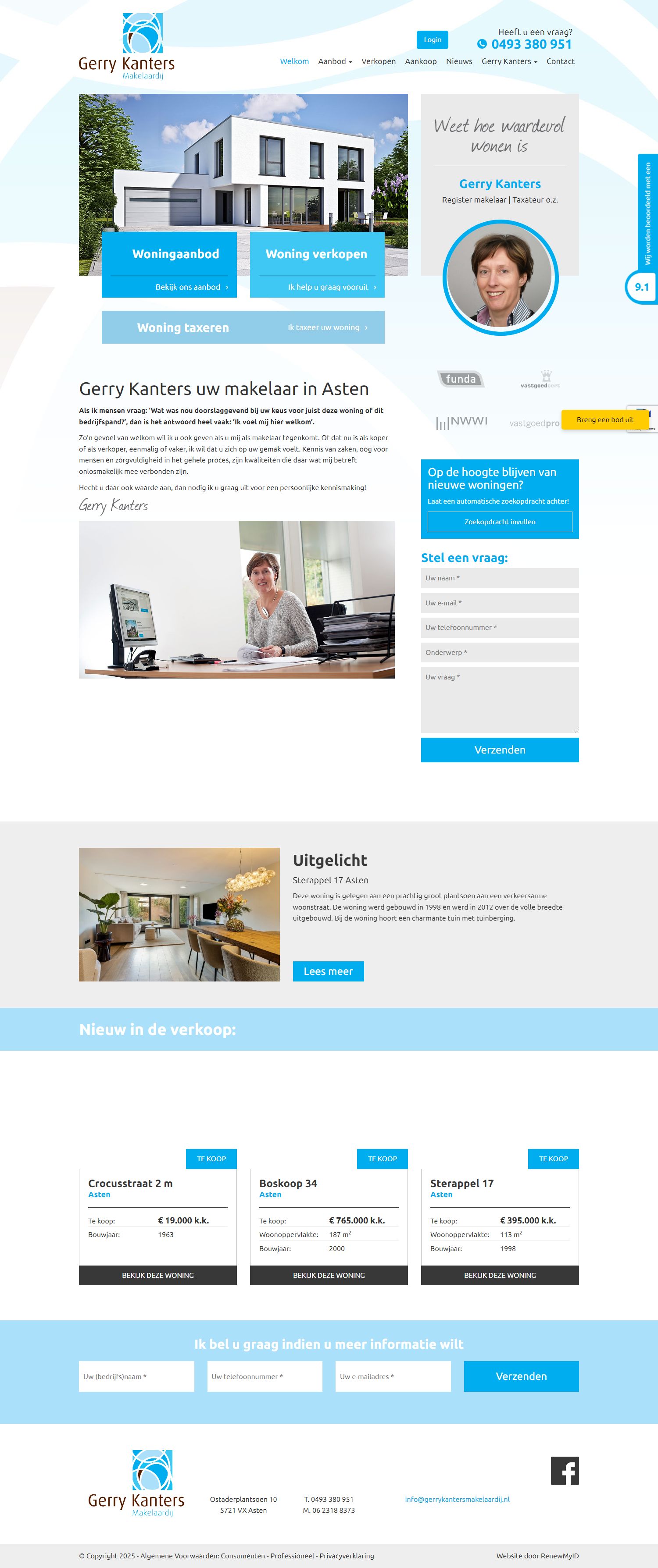 Screenshot van de website van www.gerrykantersmakelaardij.nl