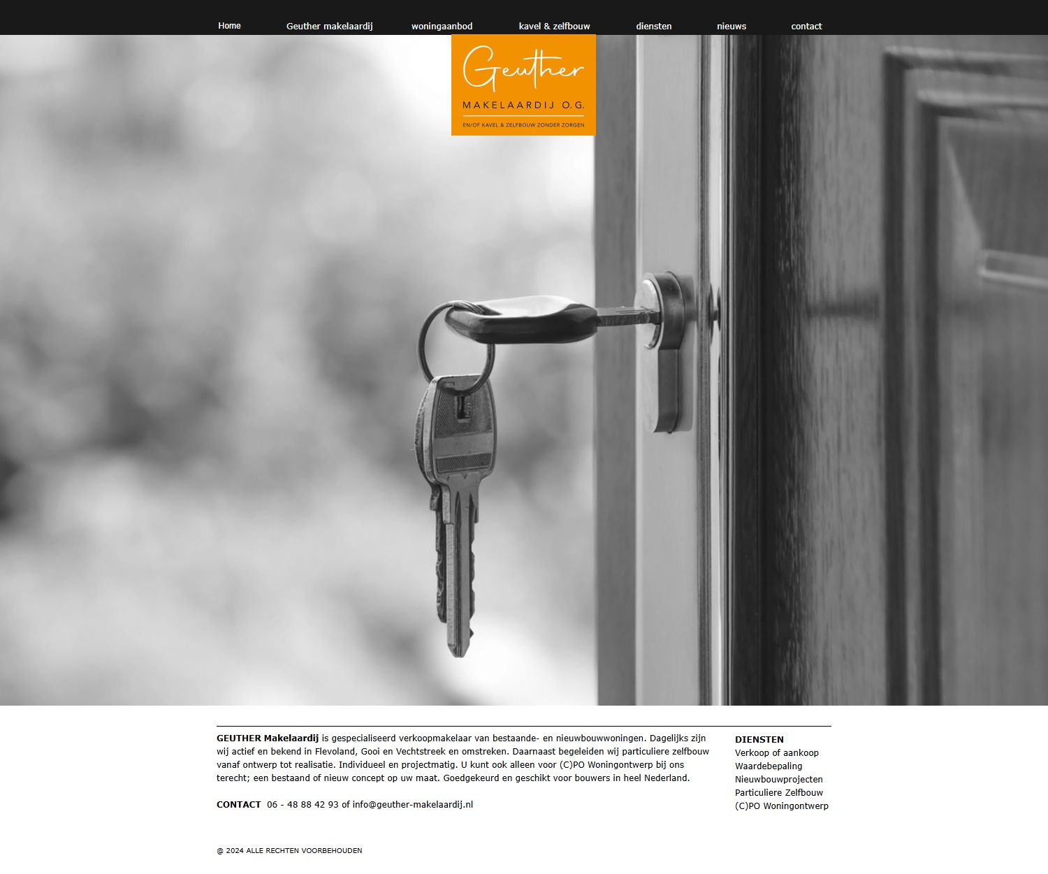 Screenshot van de website van www.geuther-makelaardij.nl