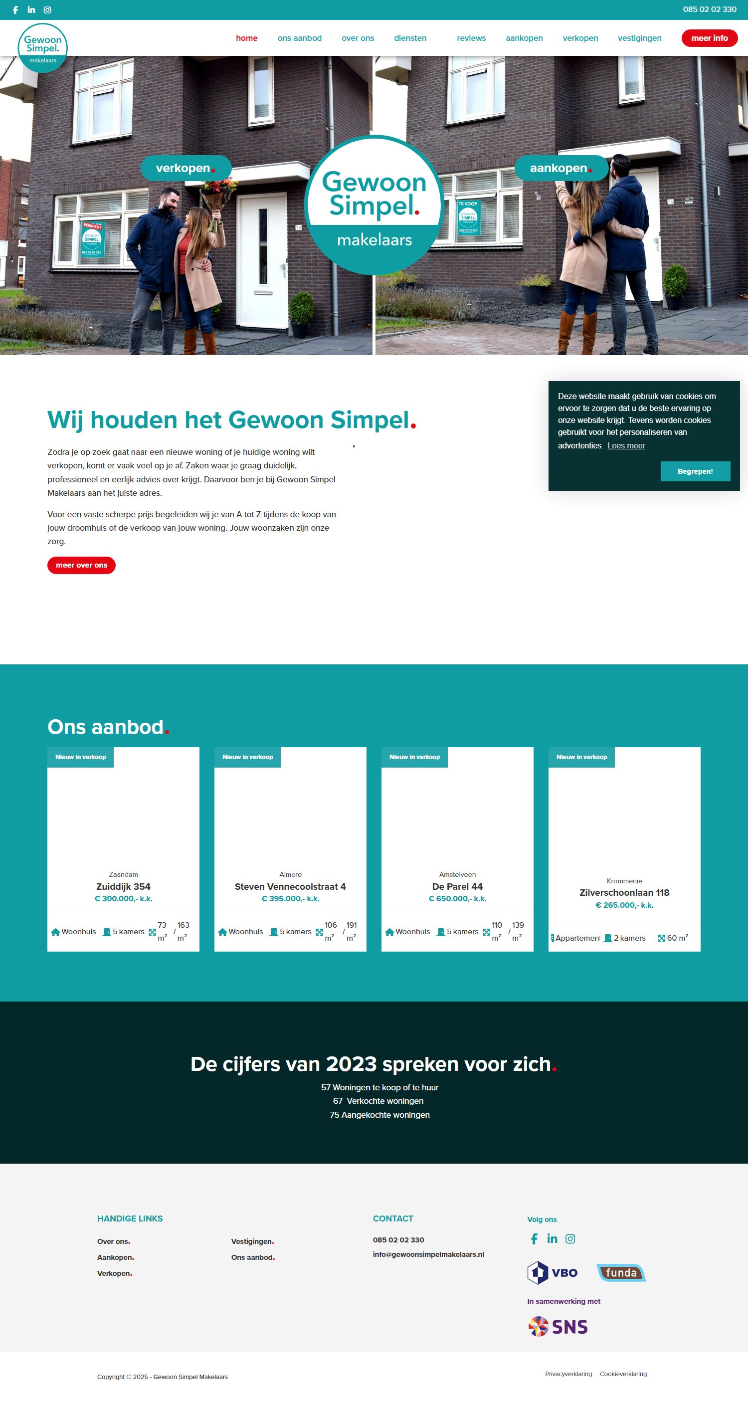 Screenshot van de website van www.gewoonsimpelmakelaars.nl