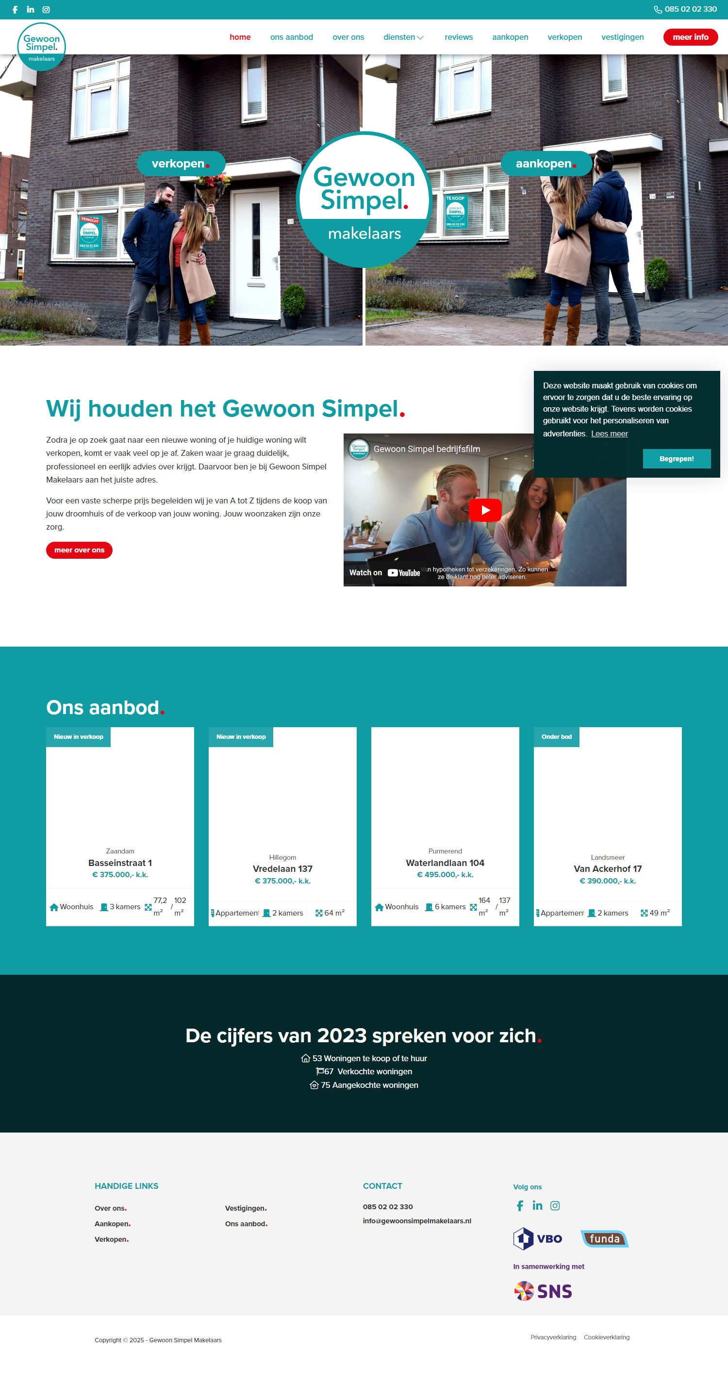 Screenshot van de website van www.gewoonsimpelmakelaars.nl