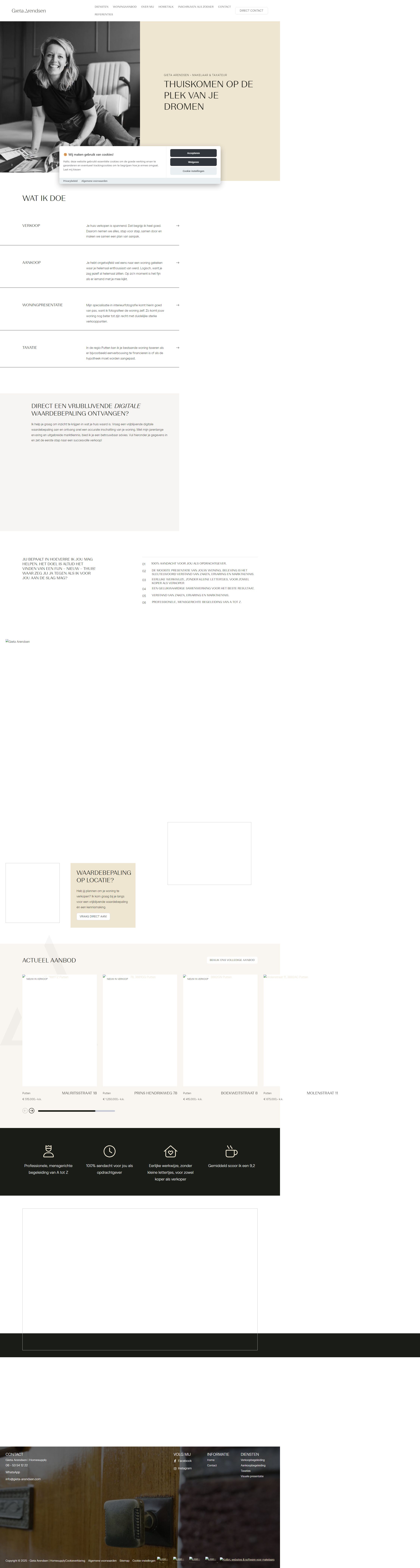 Screenshot van de website van www.gieta-arendsen.com