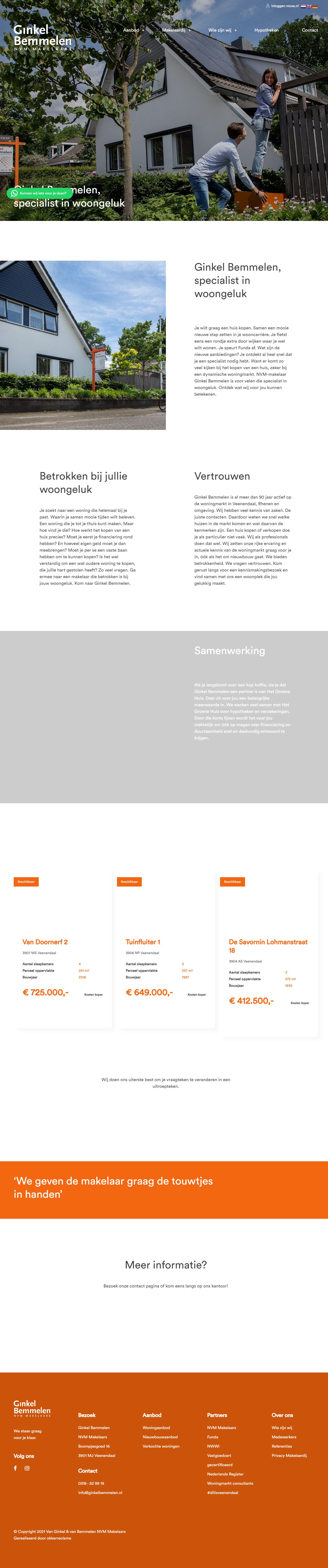 Screenshot van de website van www.ginkelbemmelen.nl